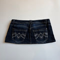 Vintage Y2K Low-Waisted Contrast Stitch Denim Mini Skirt - Size M/L