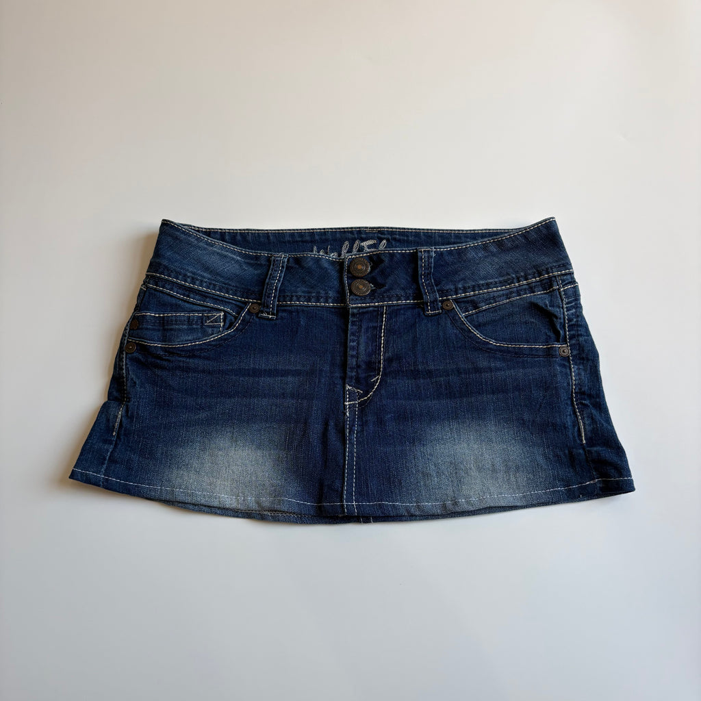 Vintage Y2K Low-Waisted Double Button Denim Mini Skirt - Size S