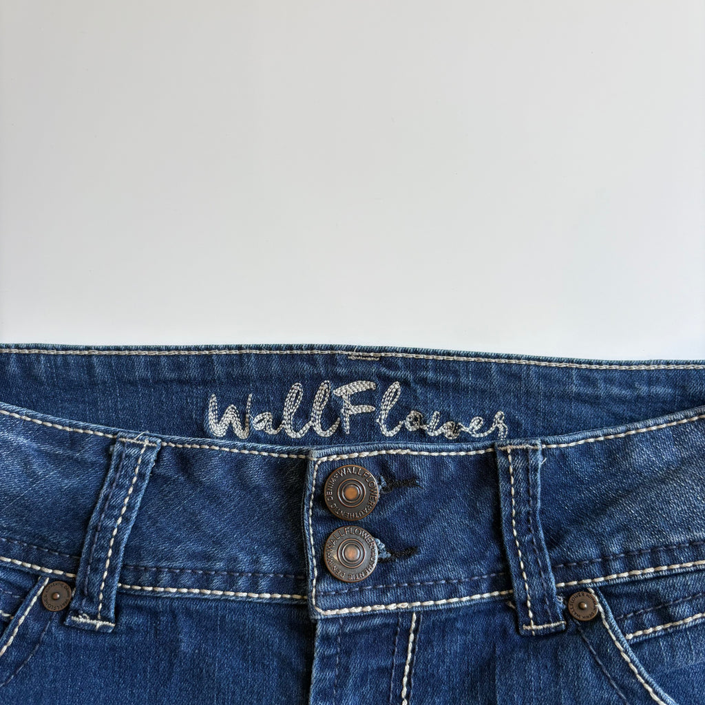 Vintage Y2K Low-Waisted Double Button Denim Mini Skirt - Size S