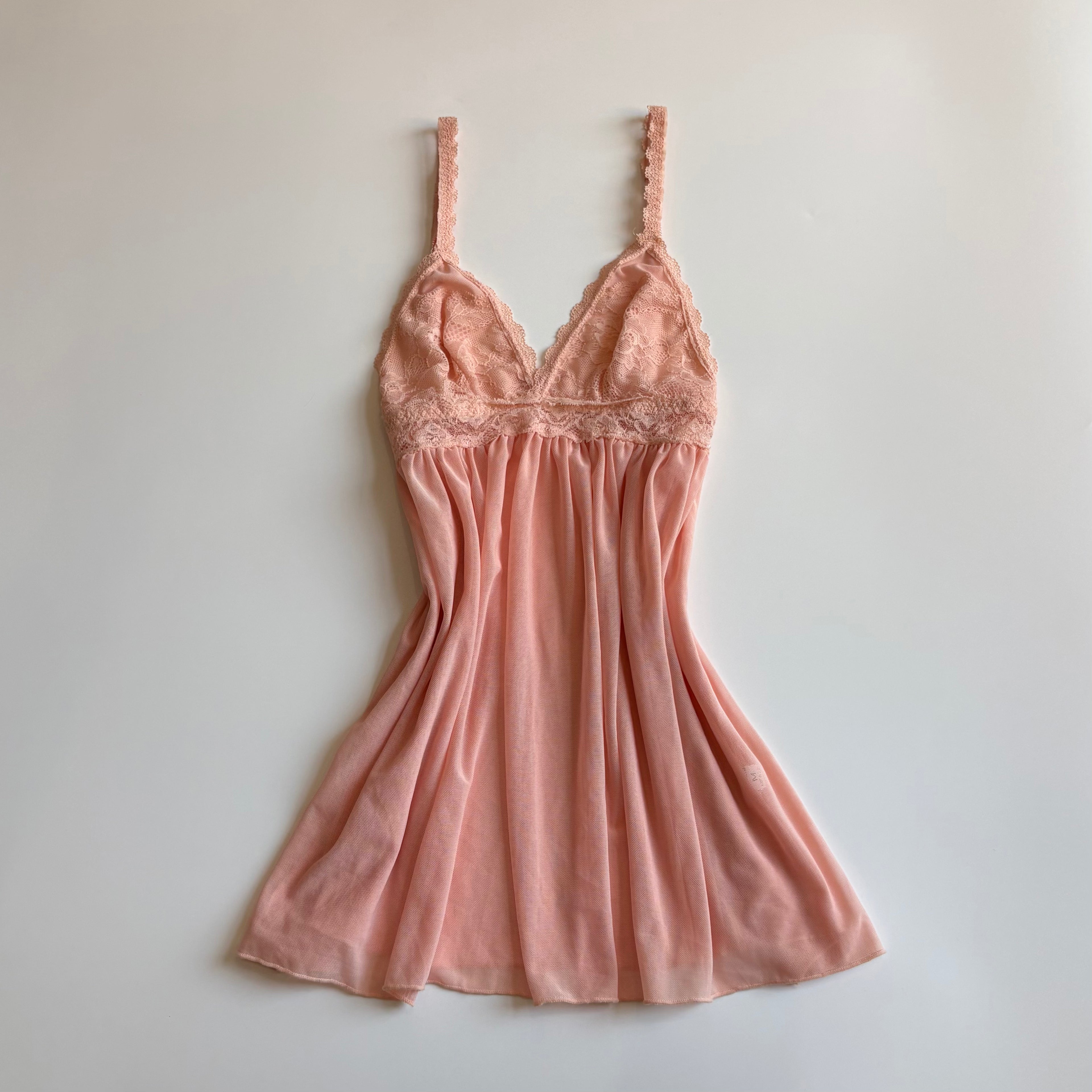 Vintage Y2K Coral Lace Trim Babydoll Cami Top - Size S