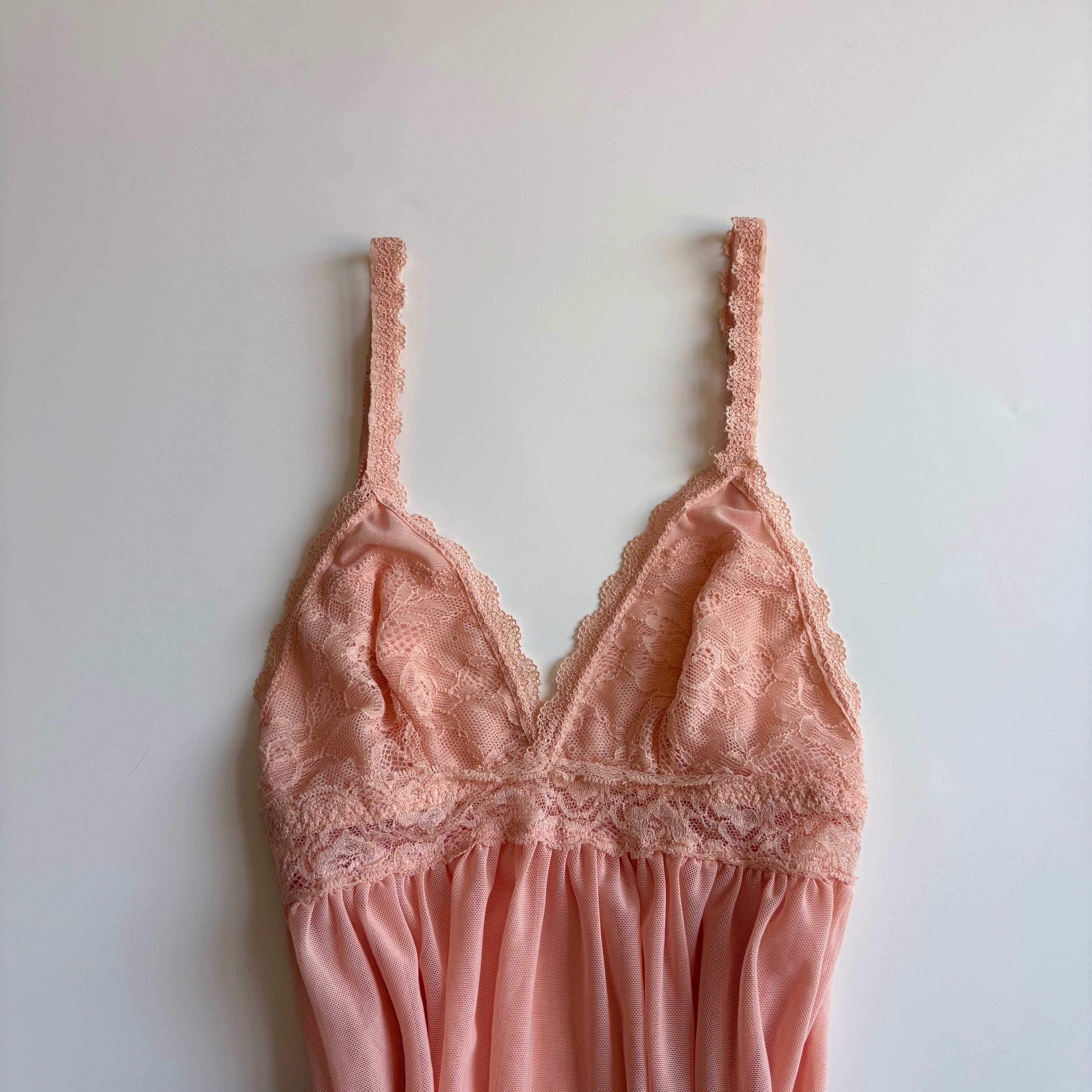 Vintage Y2K Coral Lace Trim Babydoll Cami Top - Size S