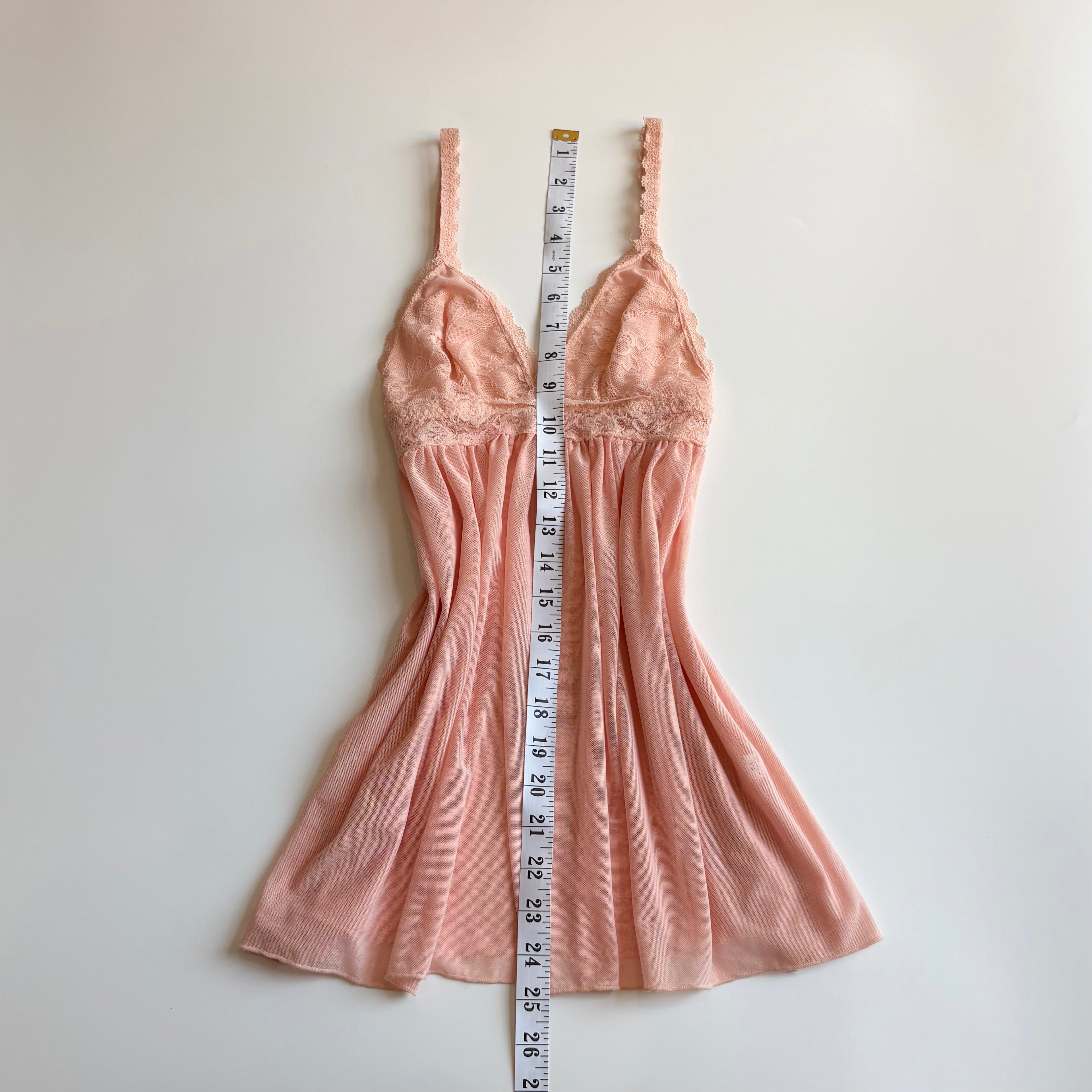 Vintage Y2K Coral Lace Trim Babydoll Cami Top - Size S