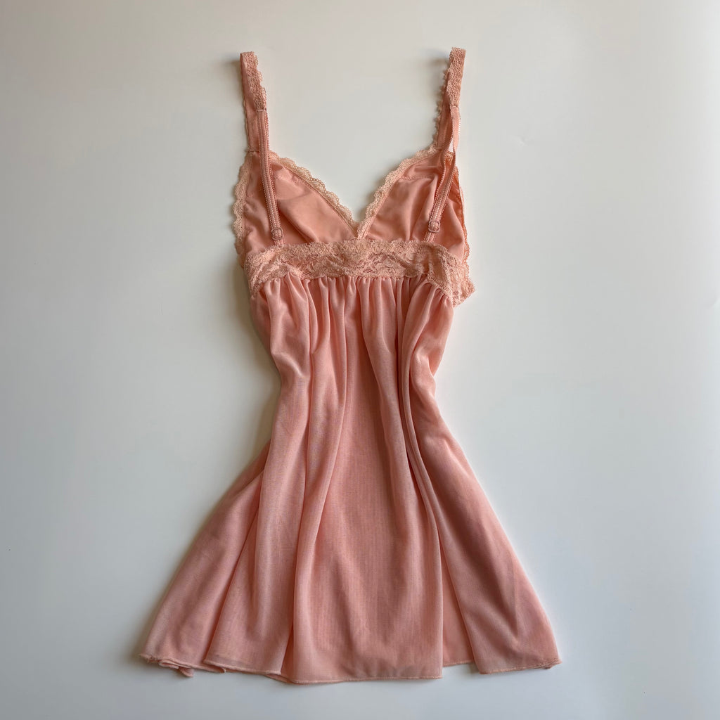 Vintage Y2K Coral Lace Trim Babydoll Cami Top - Size S