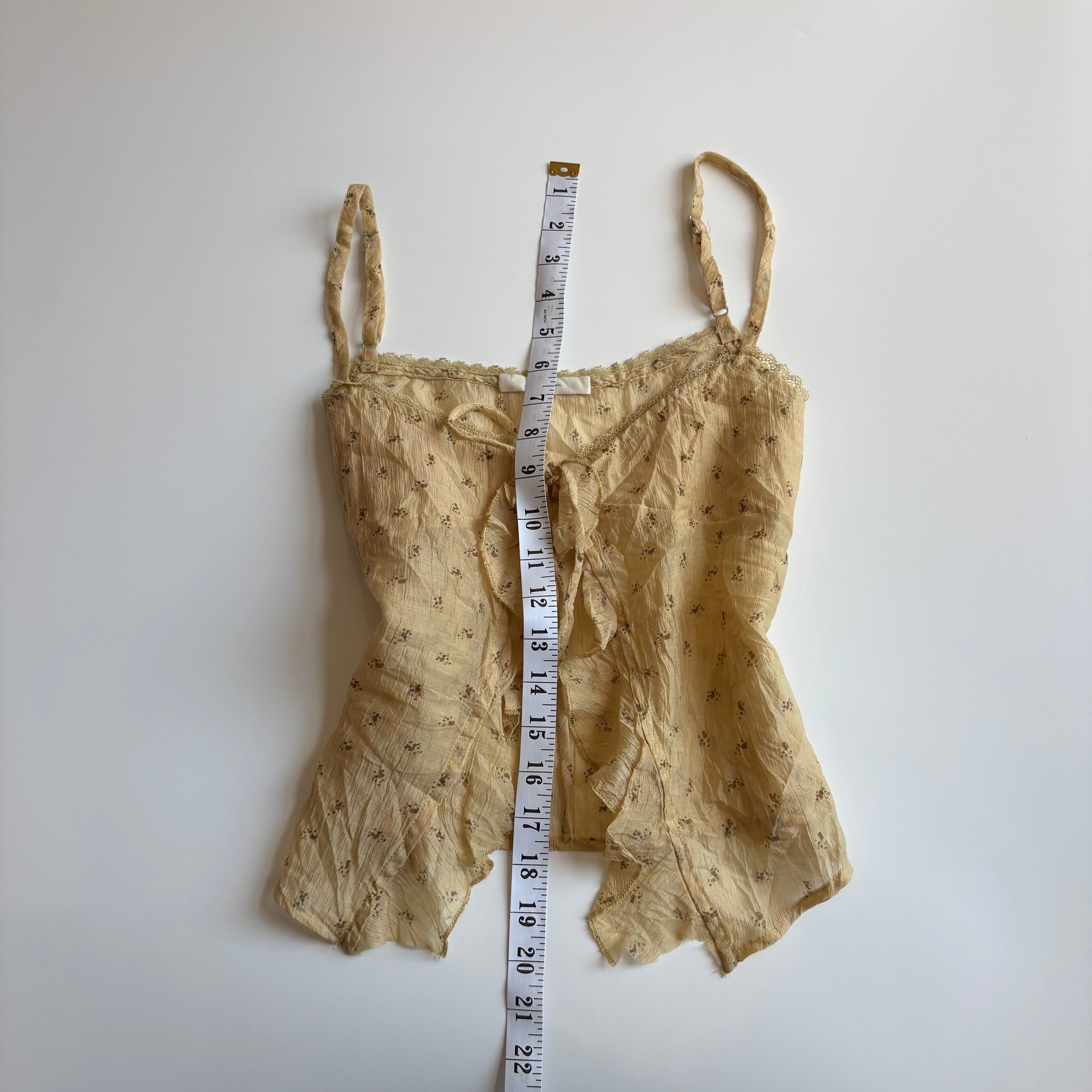 Vintage Y2K Floral Ruffle Tie Up Cami Top - Size M