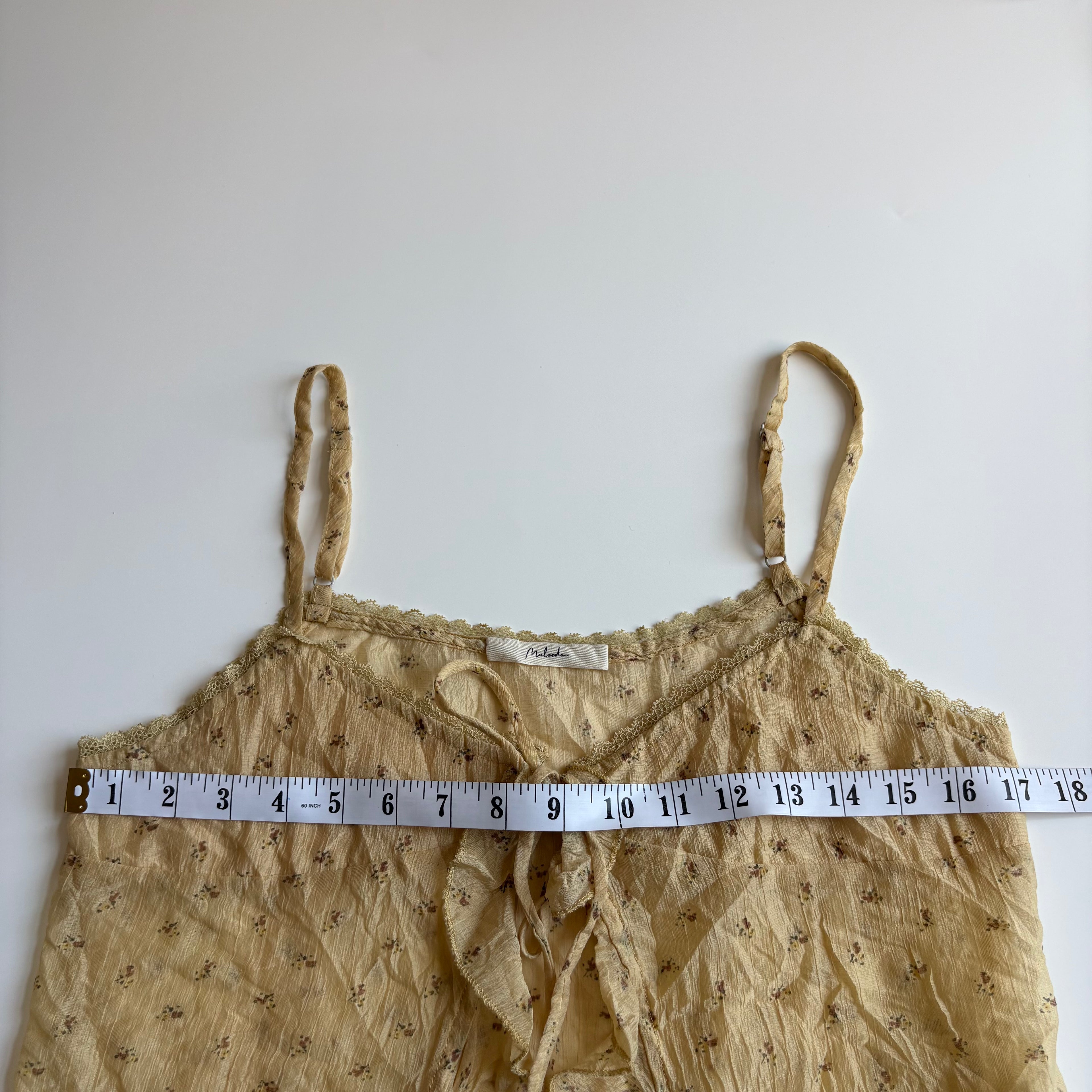Vintage Y2K Floral Ruffle Tie Up Cami Top - Size M