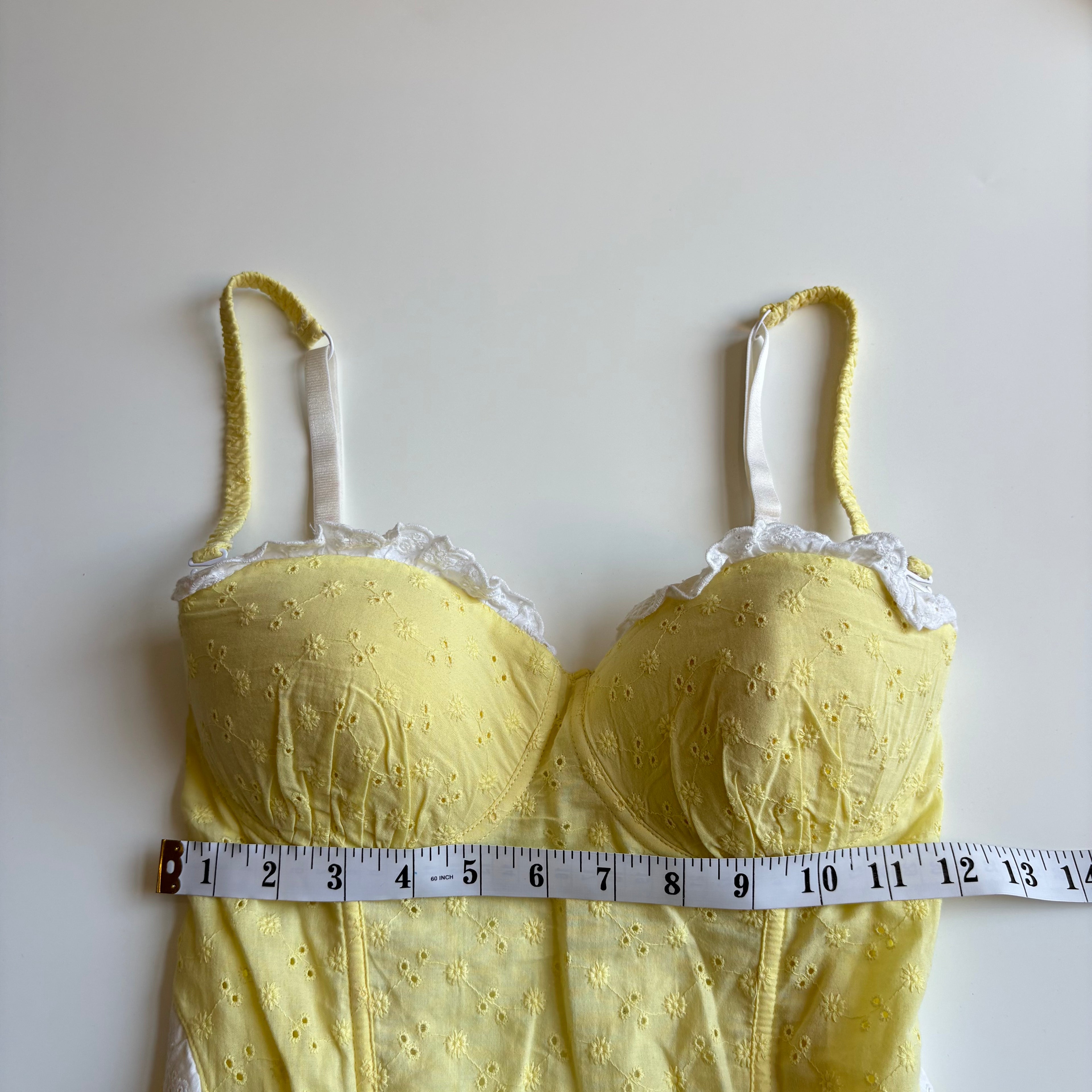 Vintage Y2K Yellow Lace Corset Top - Size M