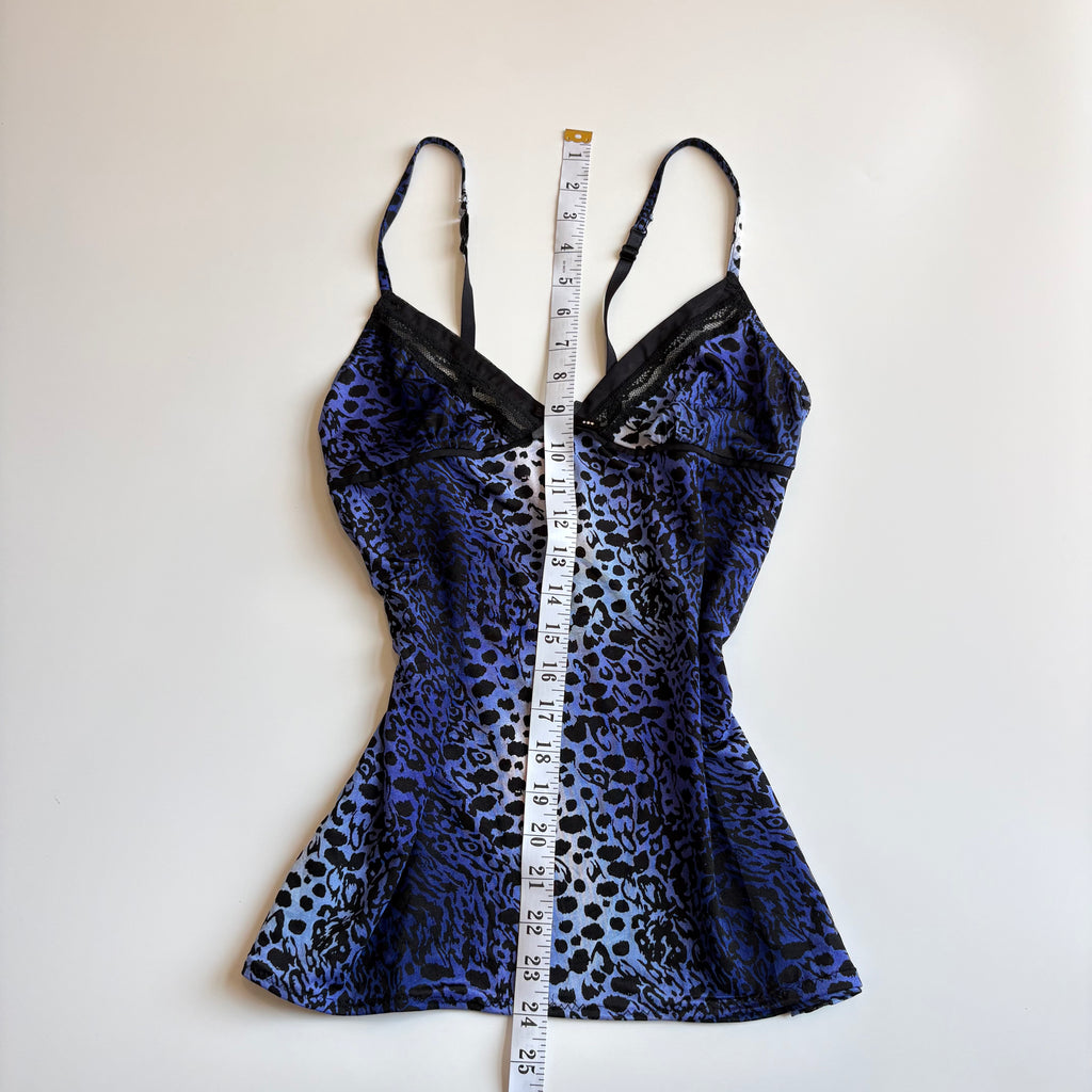 Vintage Y2K Blue Leopard Print Cami Top - Size S