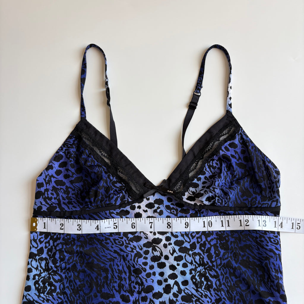 Vintage Y2K Blue Leopard Print Cami Top - Size S