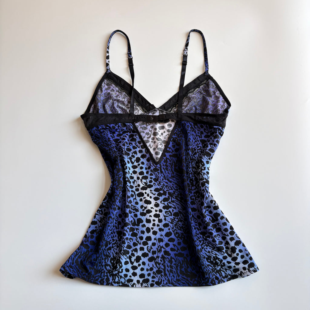 Vintage Y2K Blue Leopard Print Cami Top - Size S