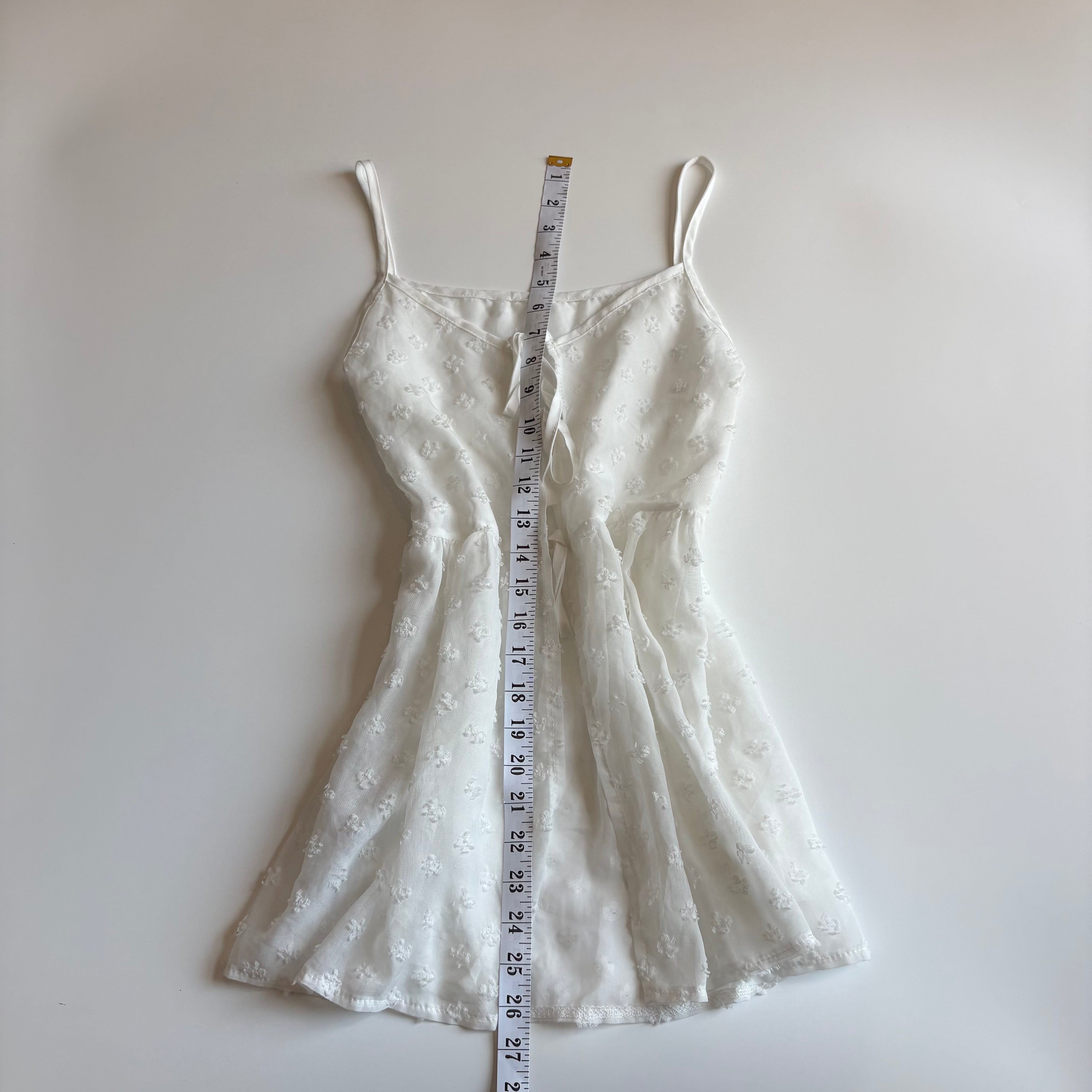 Vintage Y2K White Tie Front Babydoll Cami - Size L