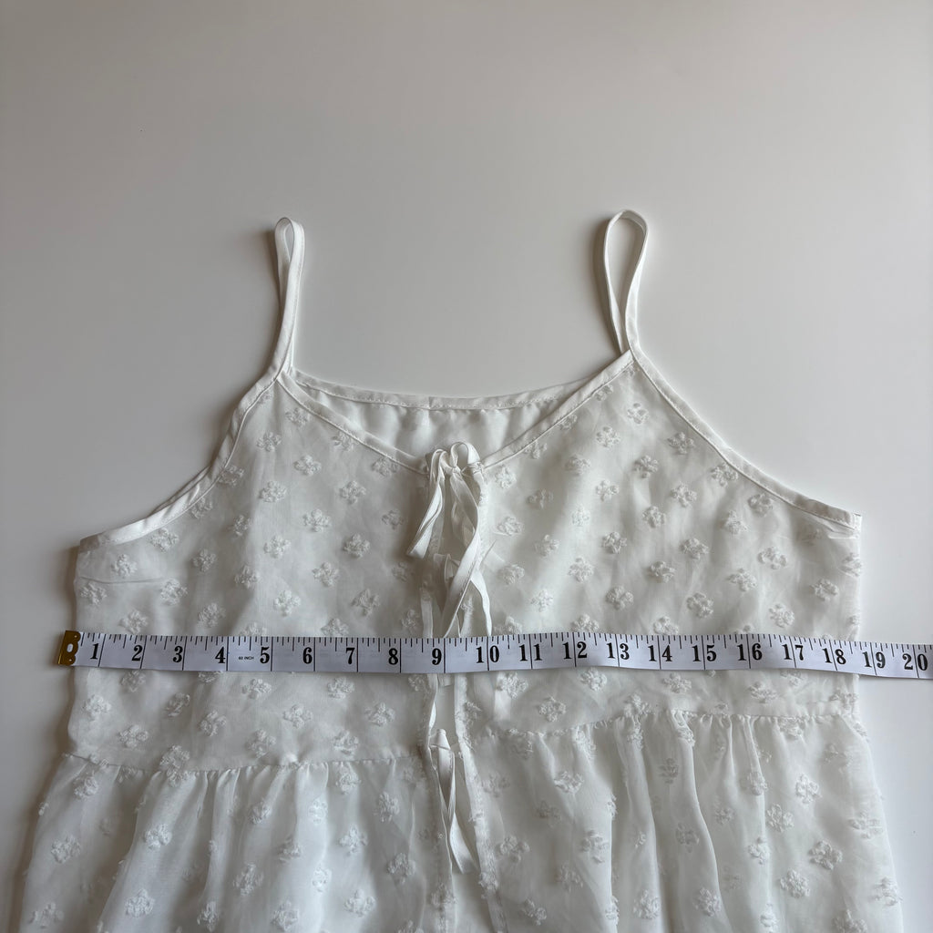 Vintage Y2K White Tie Front Babydoll Cami - Size L