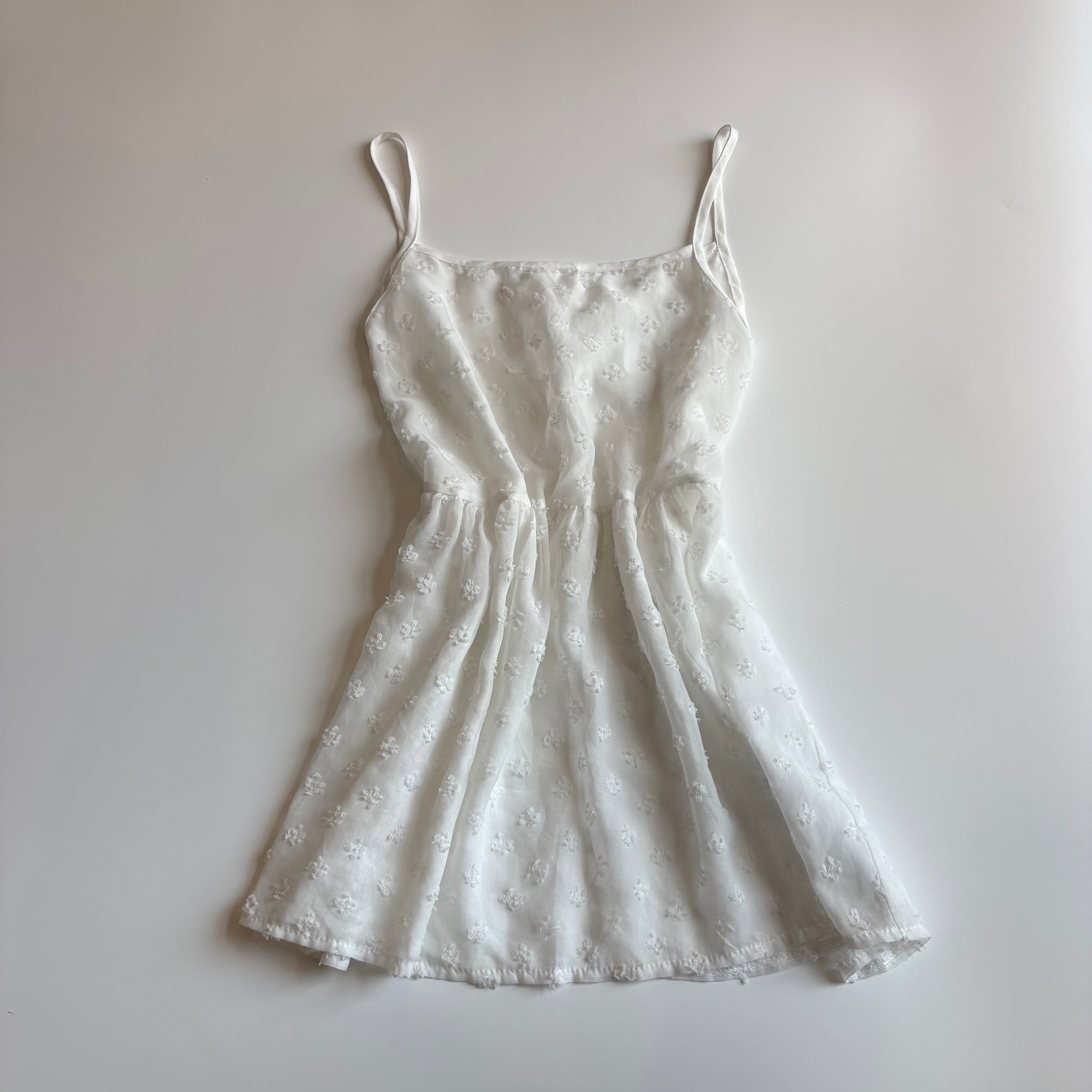 Vintage Y2K White Tie Front Babydoll Cami - Size L