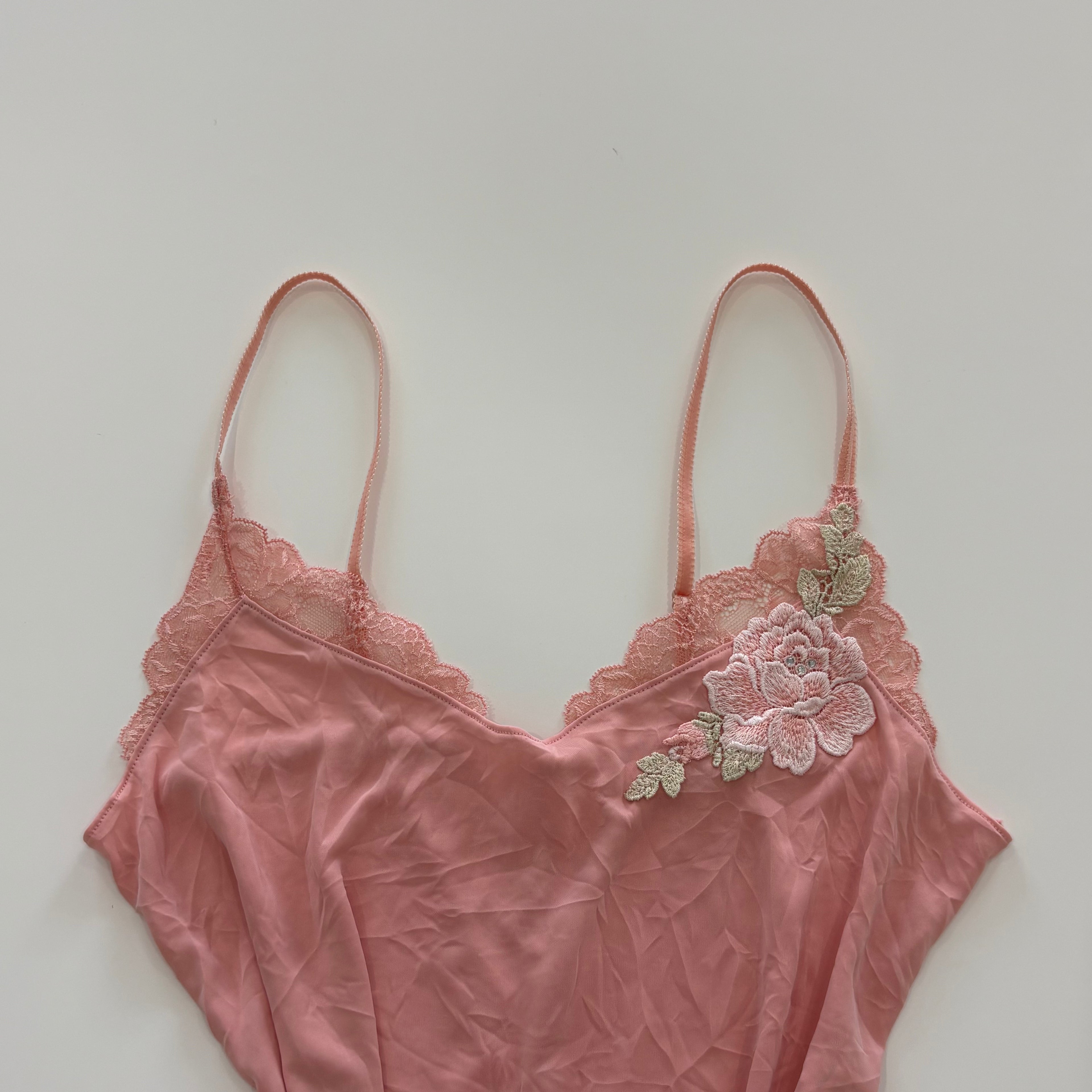 Vintage Y2K Pink Floral Appliqué Cami - Size S