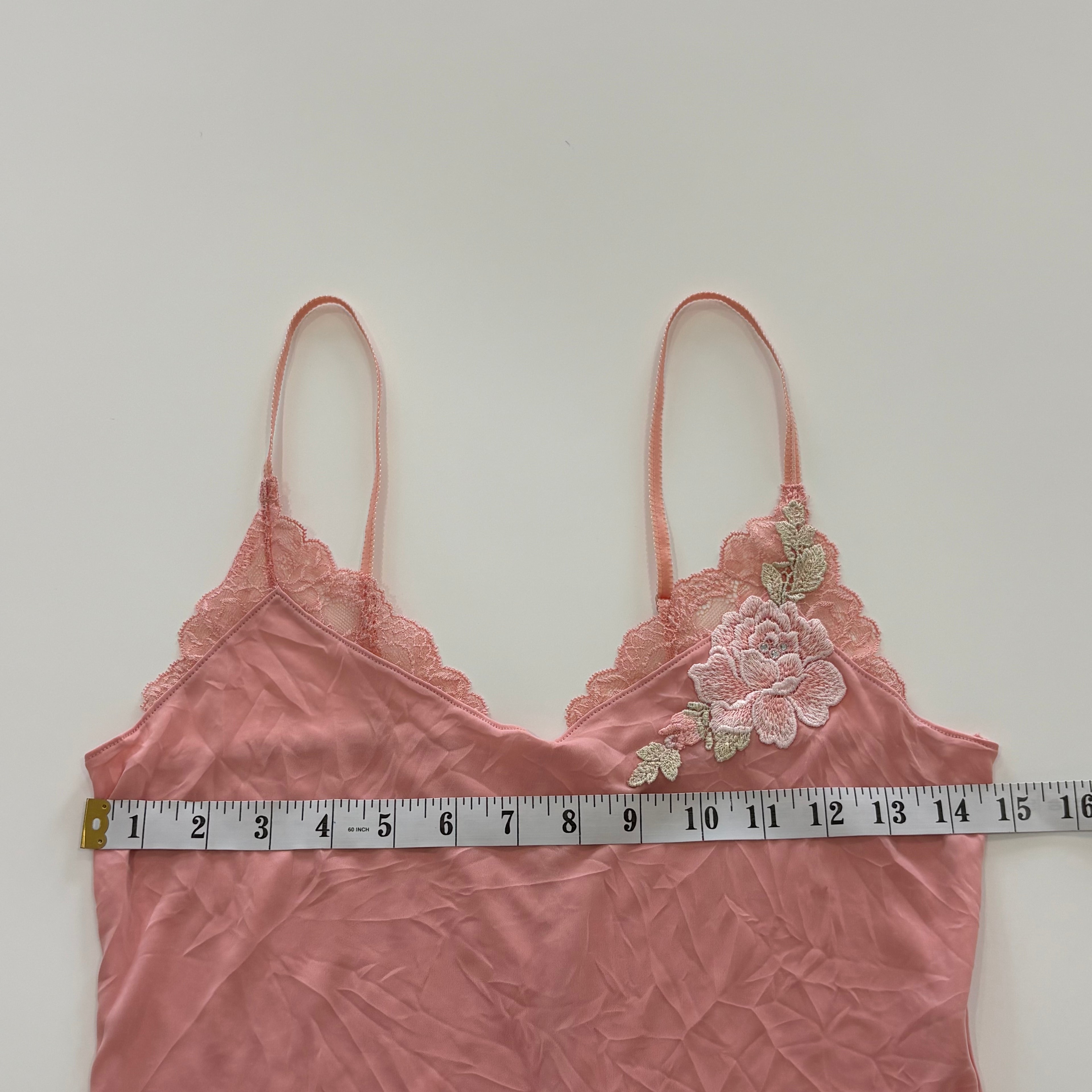 Vintage Y2K Pink Floral Appliqué Cami - Size S