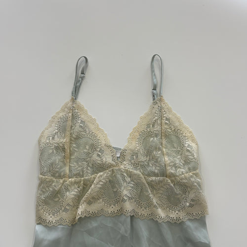 Vintage Y2K Baby Blue Satin Lace Cami - Size M