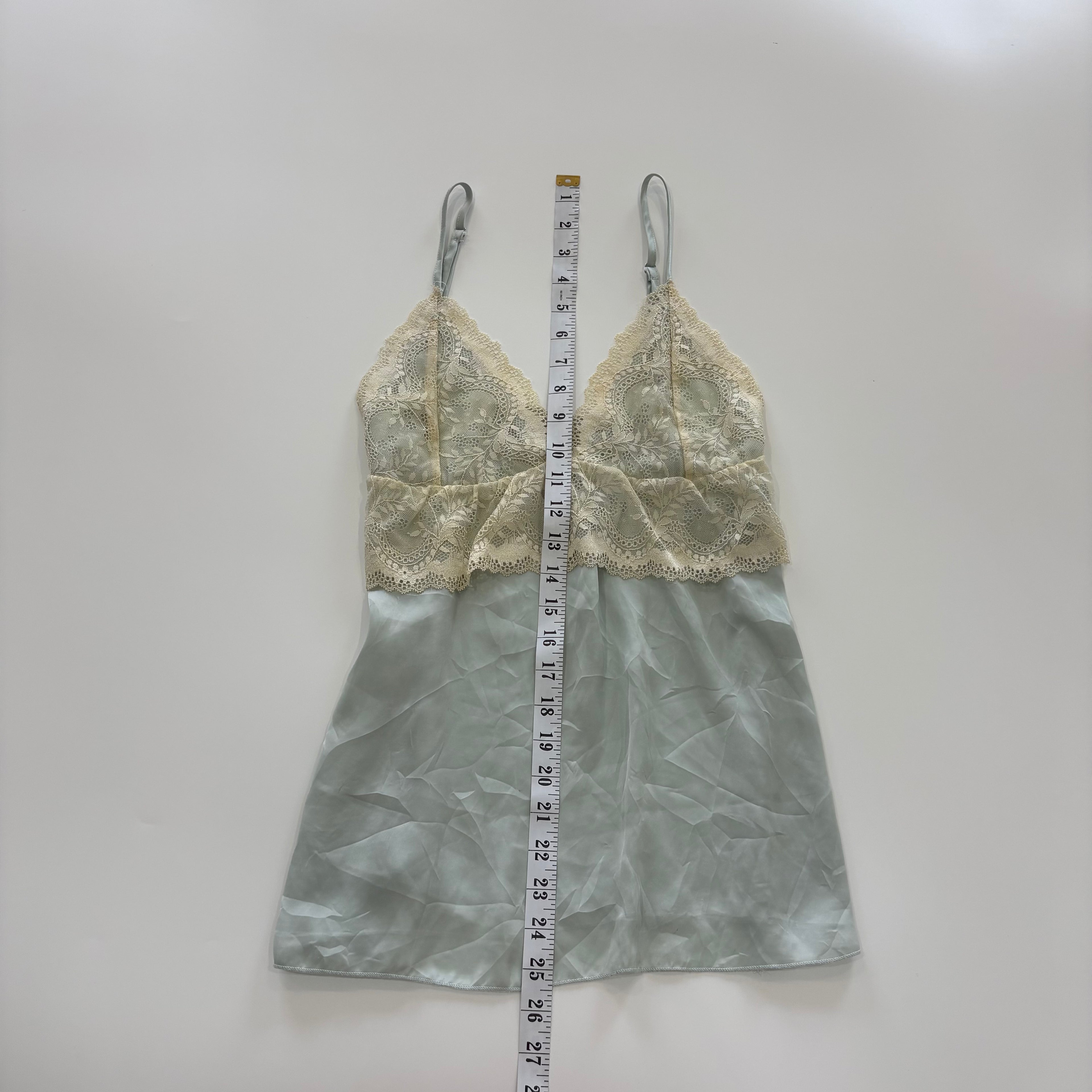 Vintage Y2K Baby Blue Satin Lace Cami - Size M
