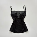 Vintage Y2K Black Glitter Embroidered Cami - Size S