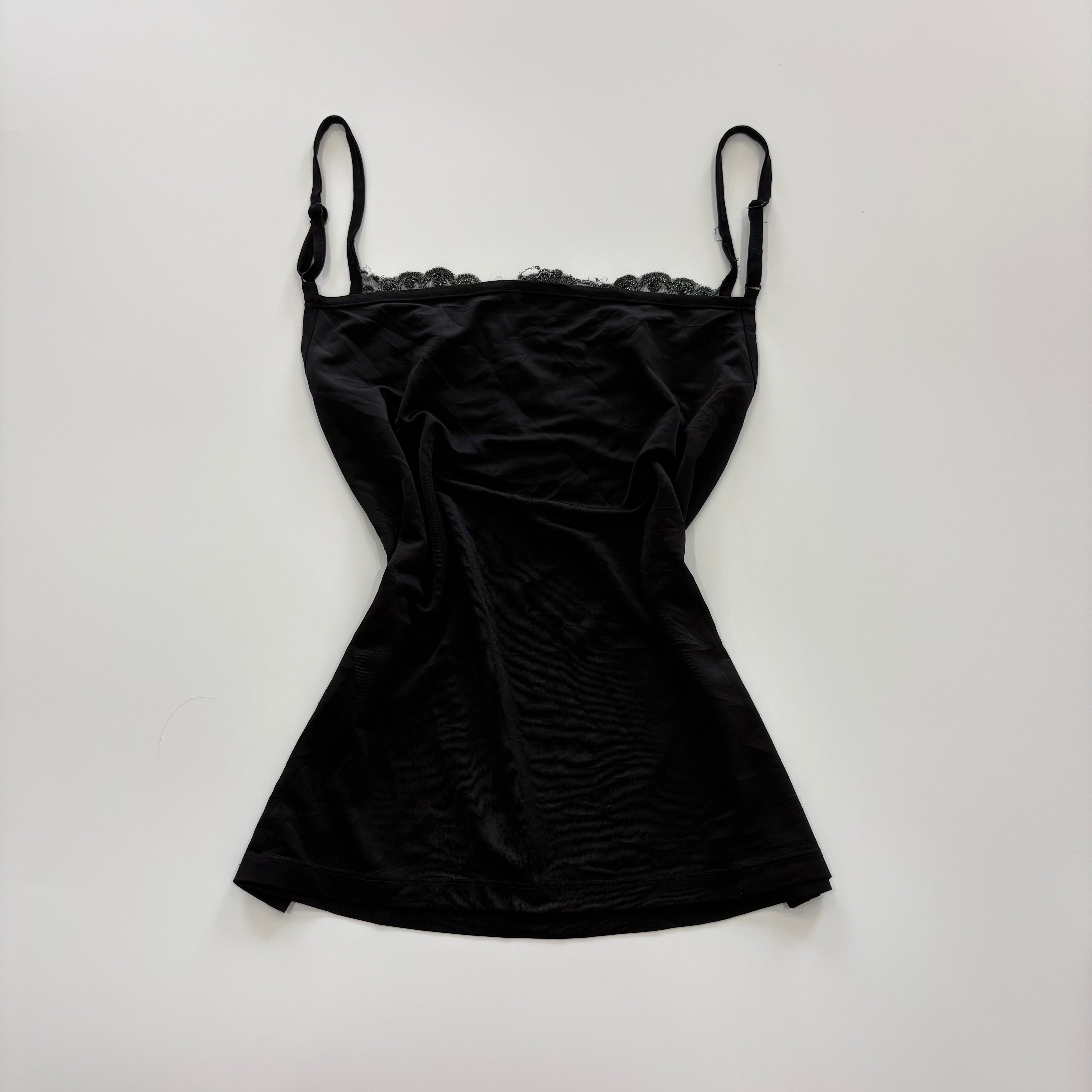Vintage Y2K Black Glitter Embroidered Cami - Size S
