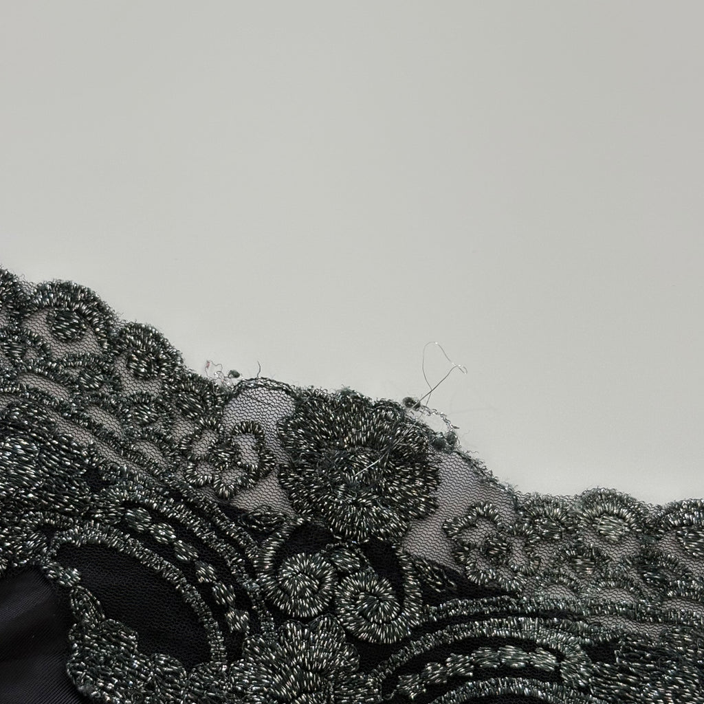 Vintage Y2K Black Glitter Embroidered Cami - Size S