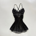 Vintage Y2K Sheer Lace Black Babydoll - Size S