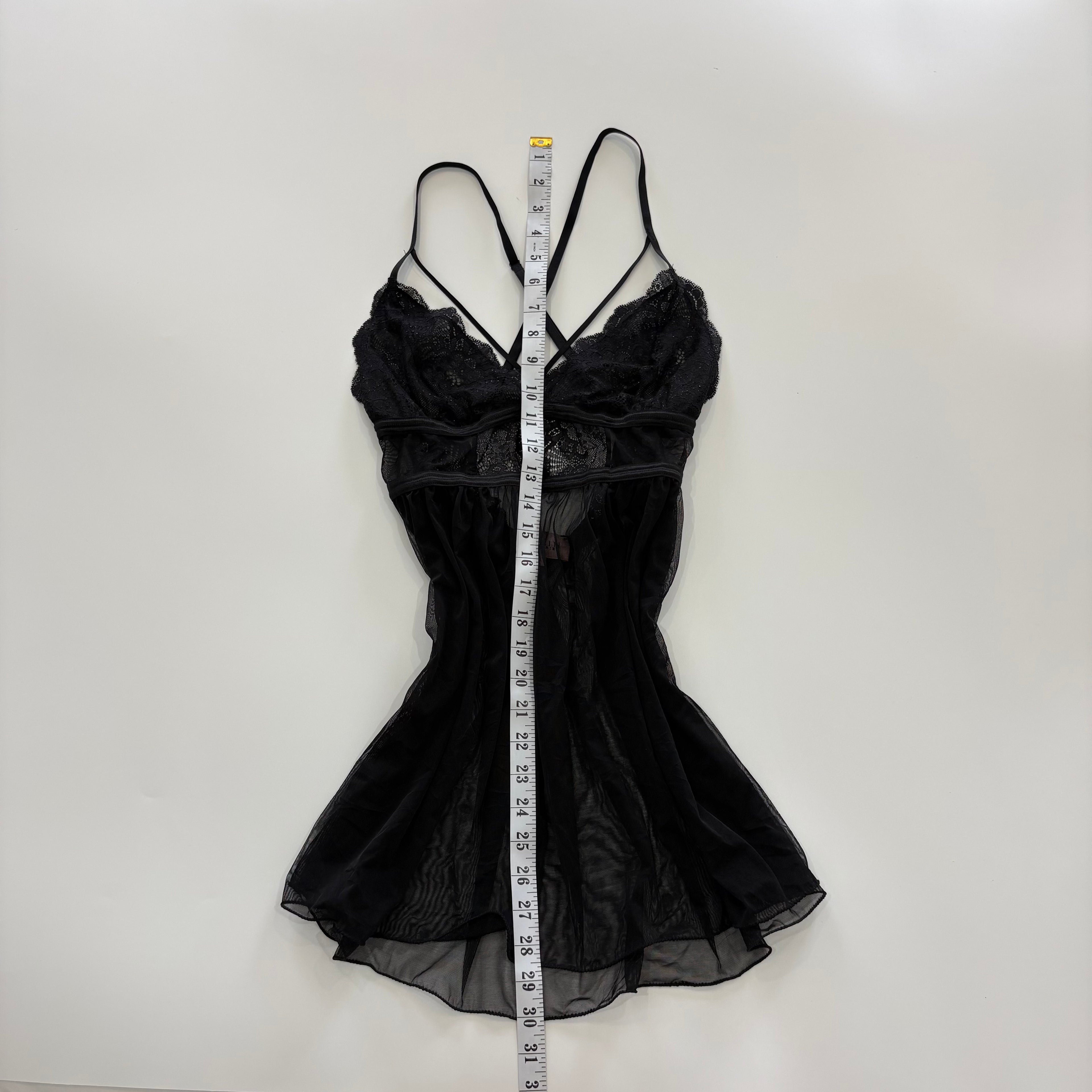 Vintage Y2K Sheer Lace Black Babydoll - Size S