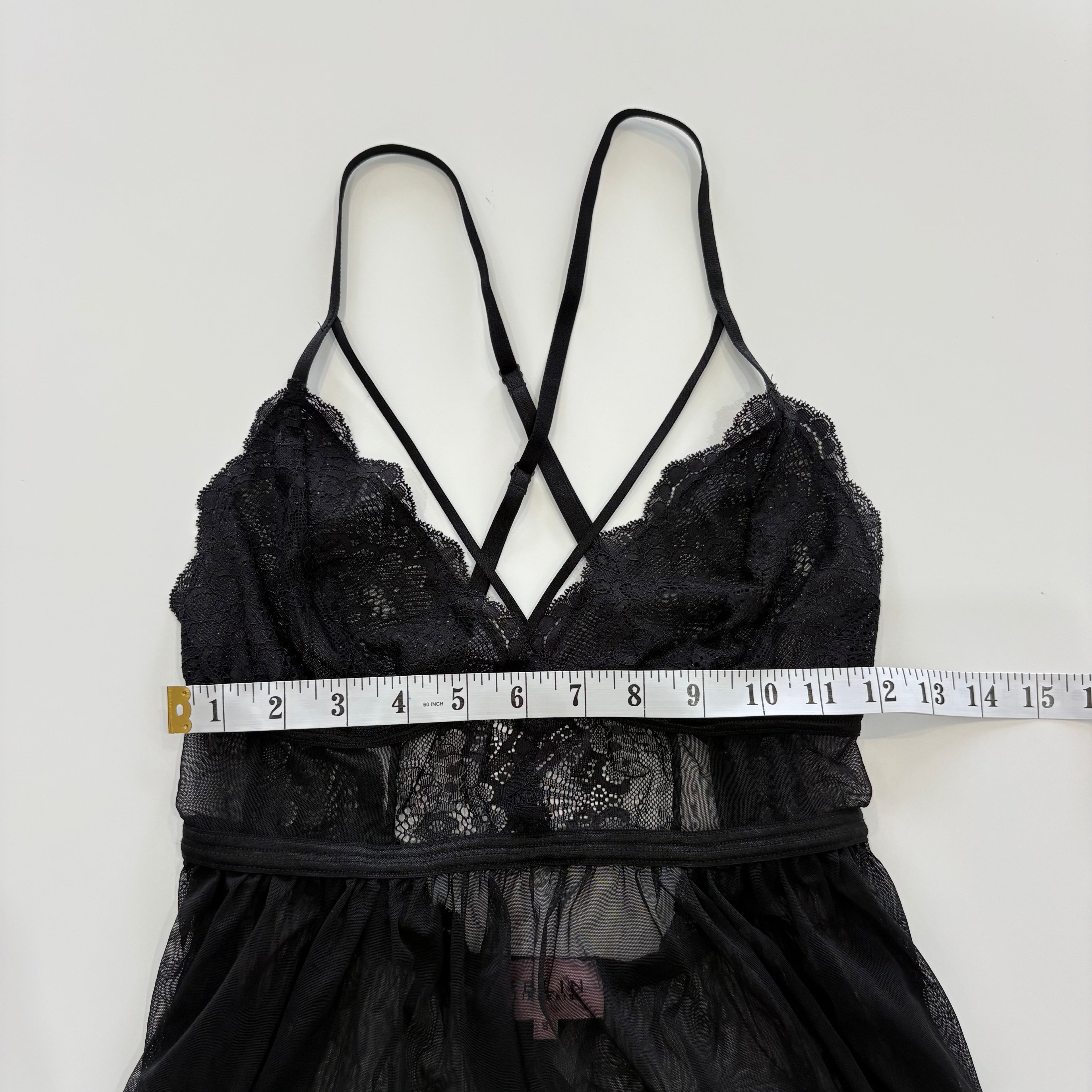 Vintage Y2K Sheer Lace Black Babydoll - Size S