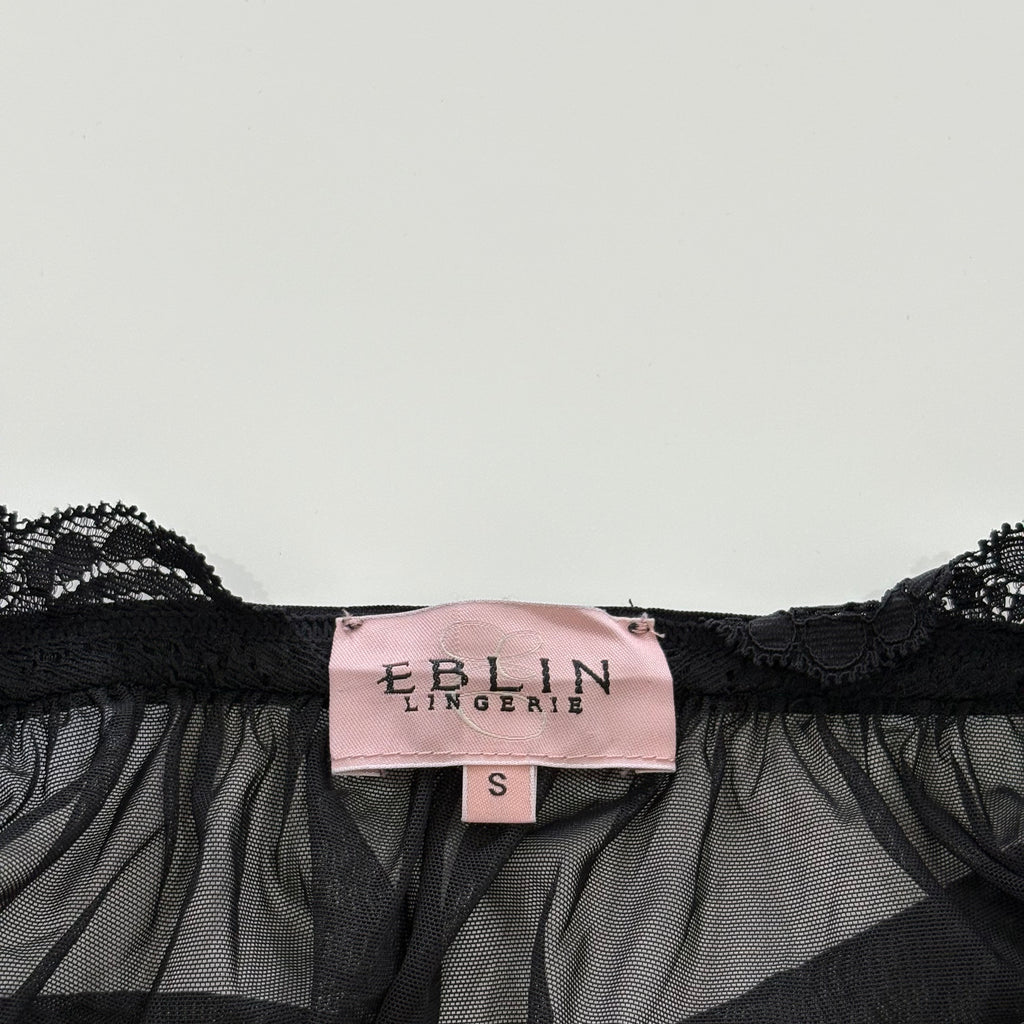 Vintage Y2K Sheer Lace Black Babydoll - Size S