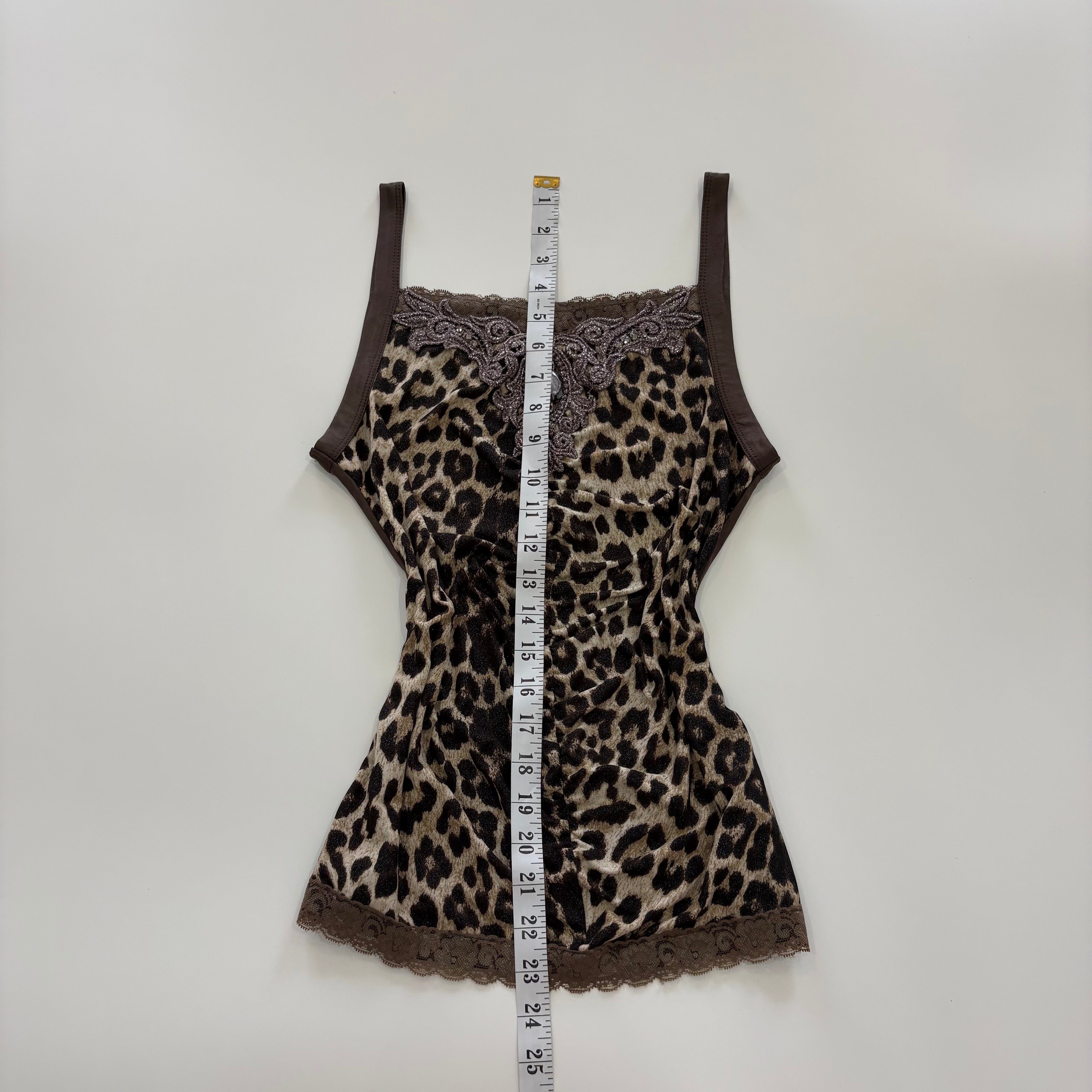 Vintage Y2K Leopard Print Embellished Cami - Size S/M