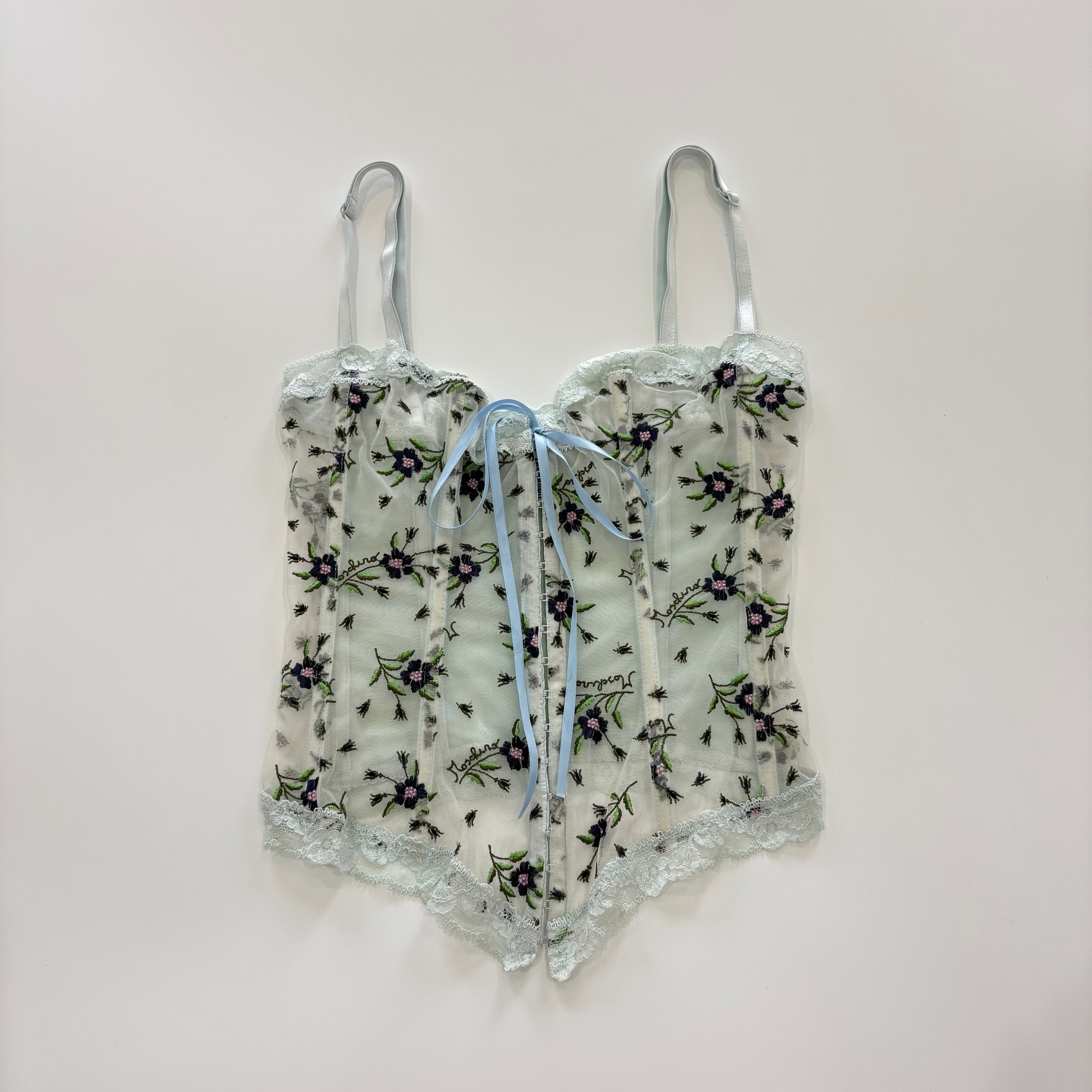 Vintage Moschino Floral Embroidered Corset Top - Size XS/S