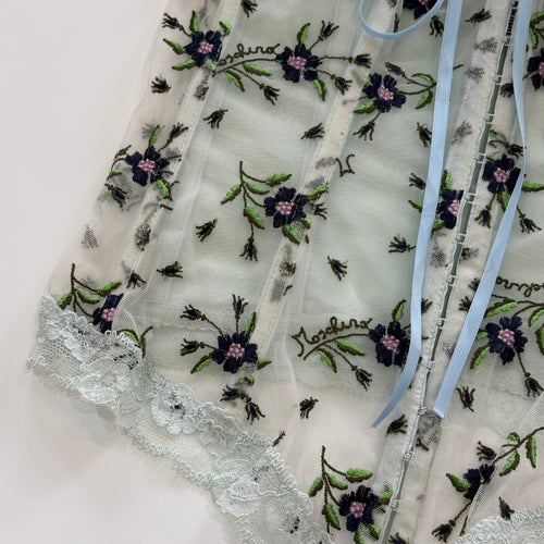 Vintage Moschino Floral Embroidered Corset Top - Size XS/S