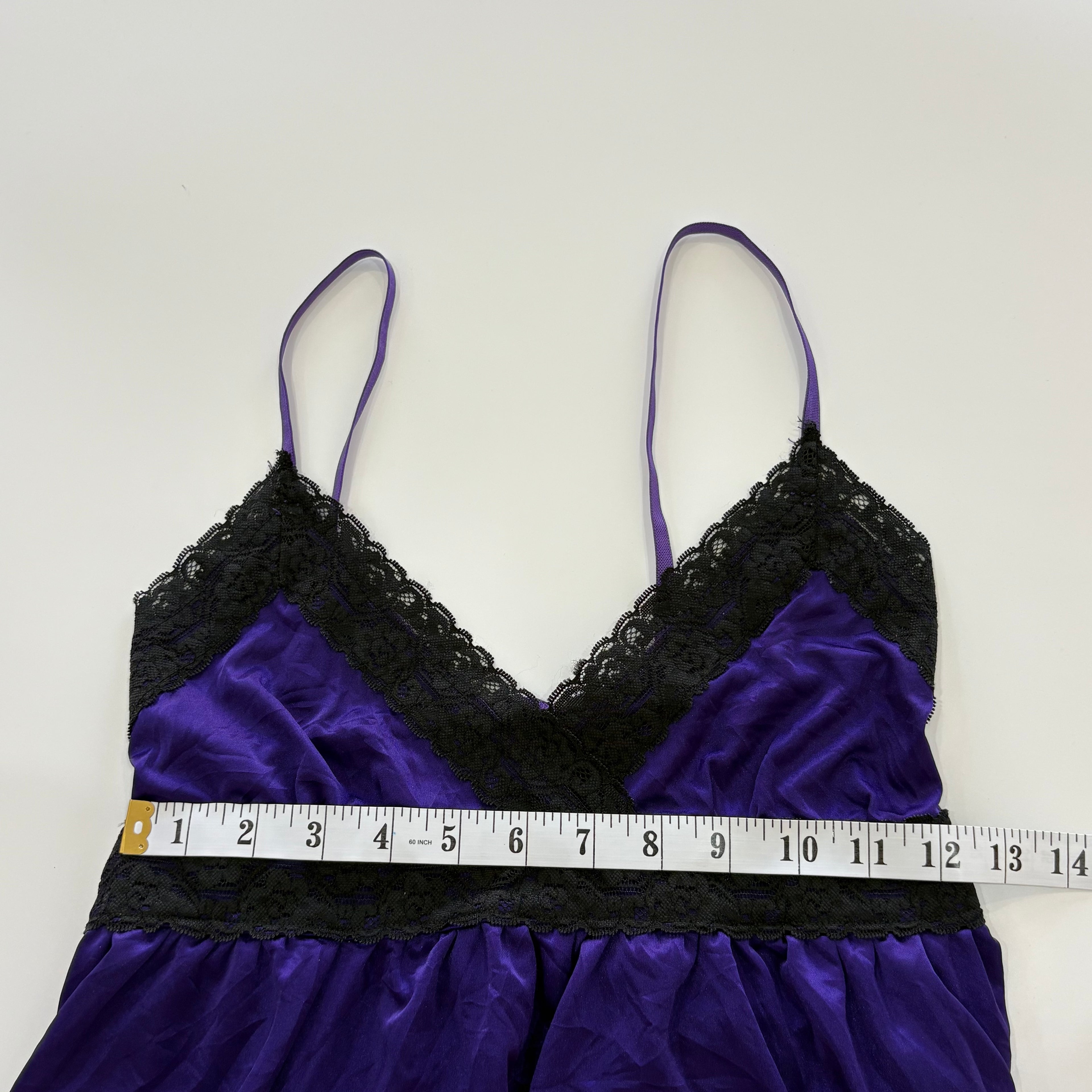 Vintage Y2K Purple Satin Lace Babydoll Cami Top - Size S