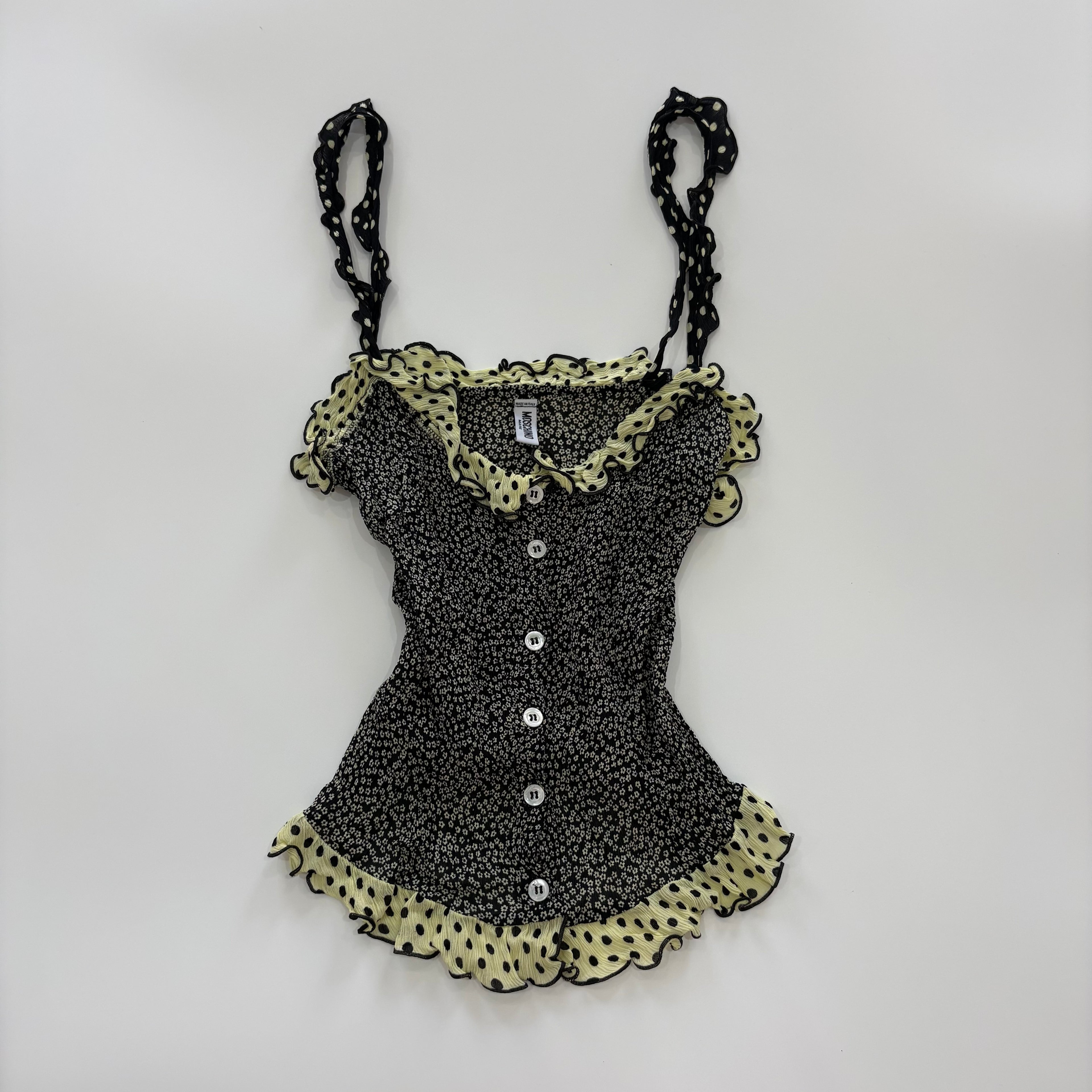 Vintage Moschino Mare Floral Ruffle Cami Top - Size XS