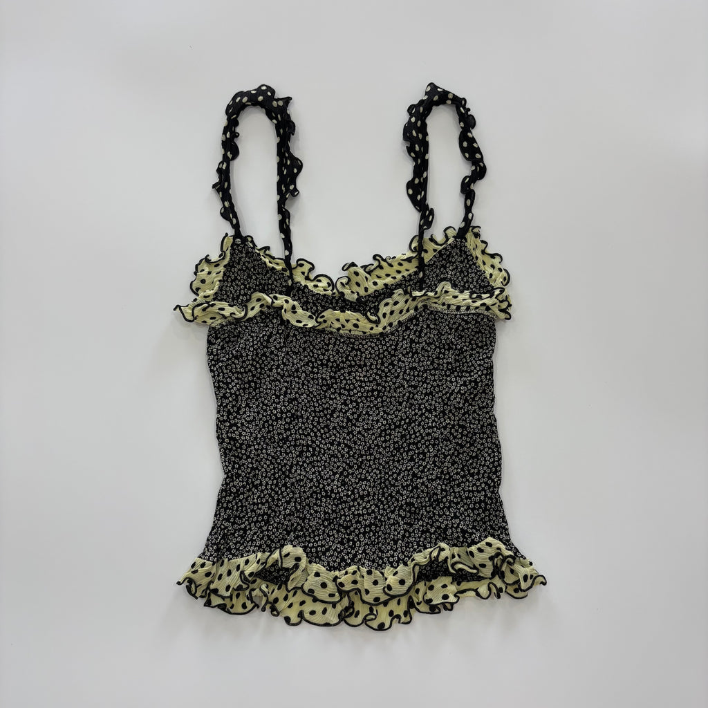 Vintage Moschino Mare Floral Ruffle Cami Top - Size XS