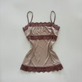 Vintage Y2K Blush Satin Lace Cami Top - Size S