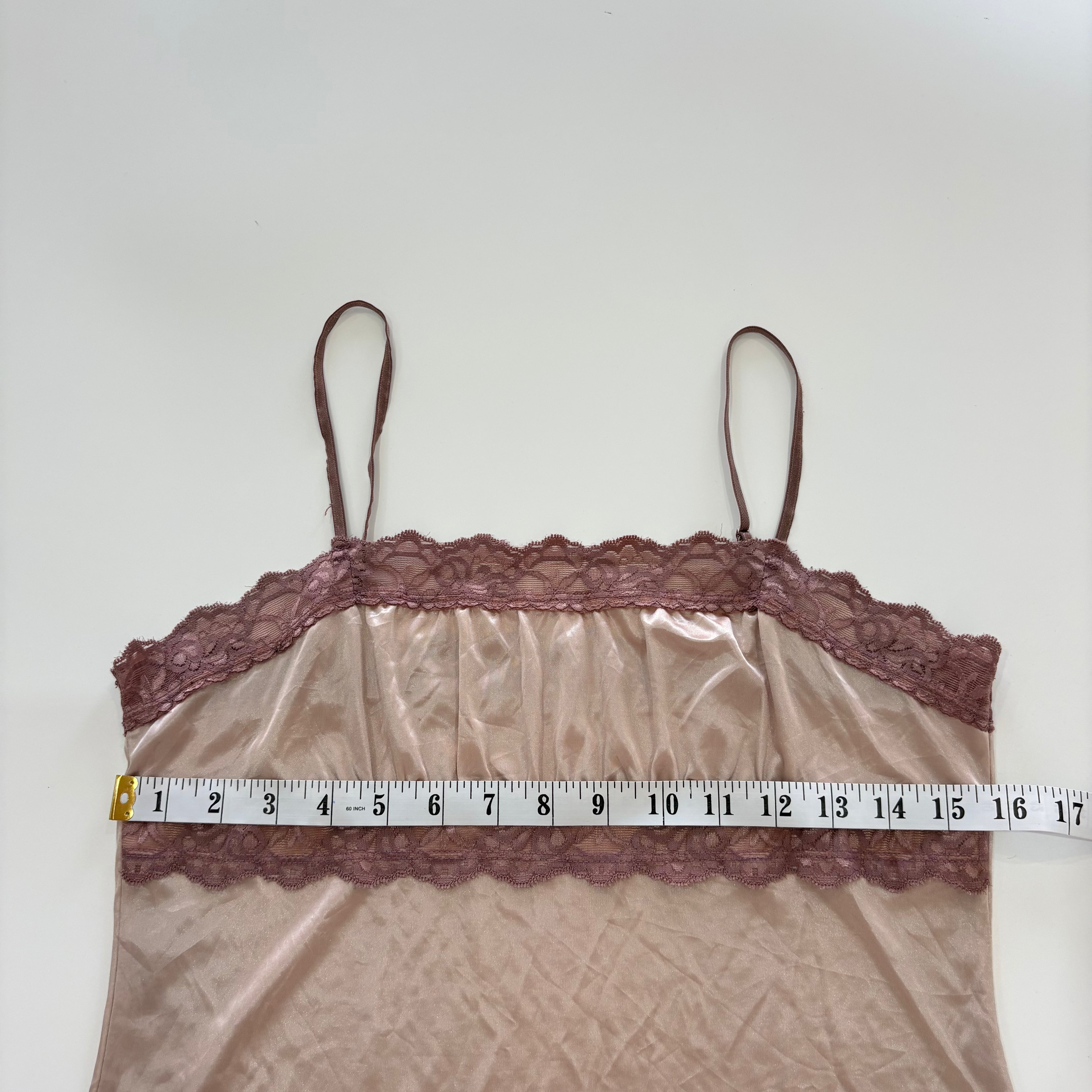 Vintage Y2K Blush Satin Lace Cami Top - Size S