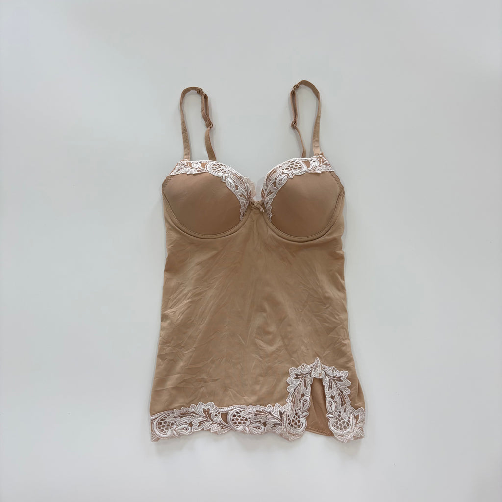 Vintage Y2K Nude Lace Trim Bustier Cami Top - Size XS