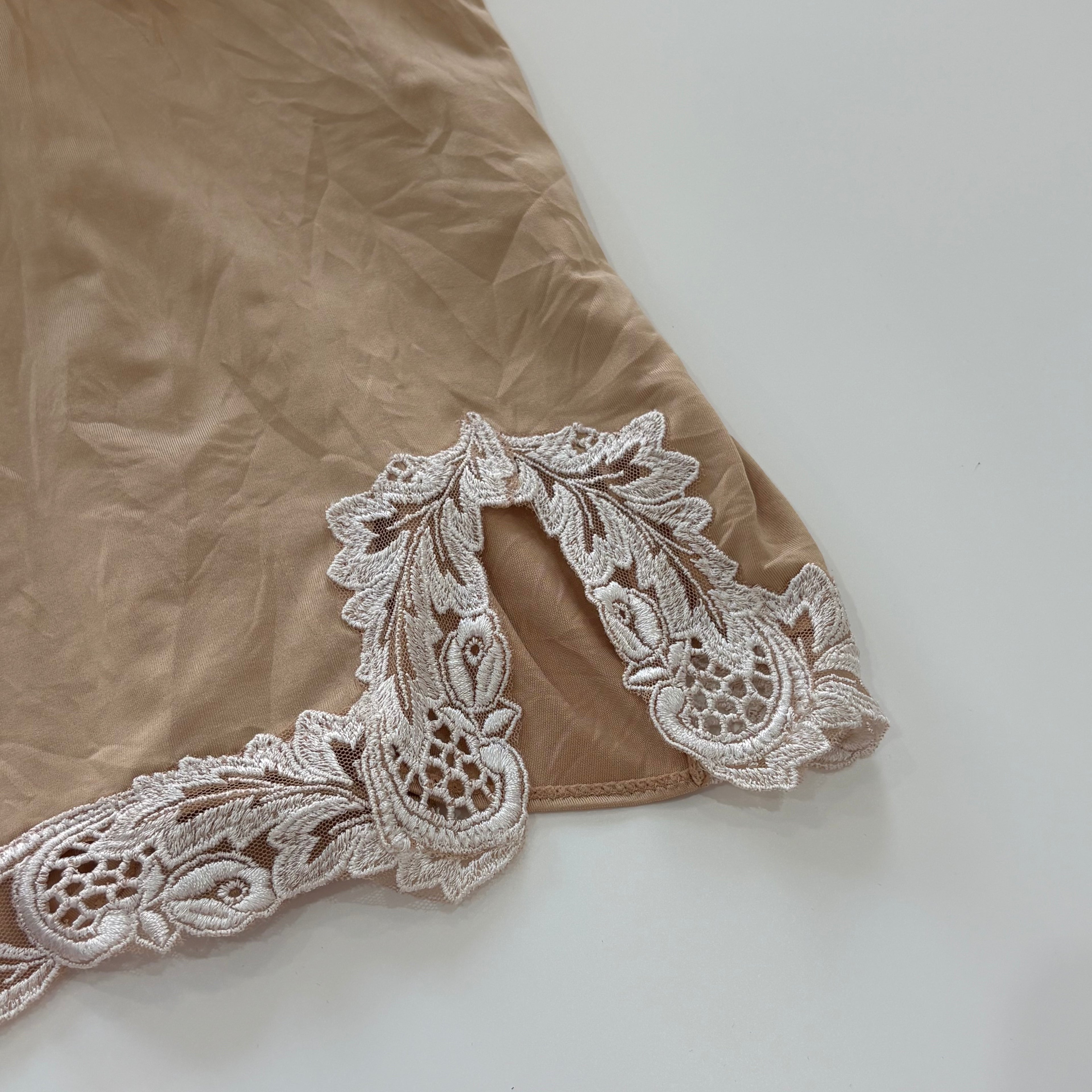 Vintage Y2K Nude Lace Trim Bustier Cami Top - Size XS