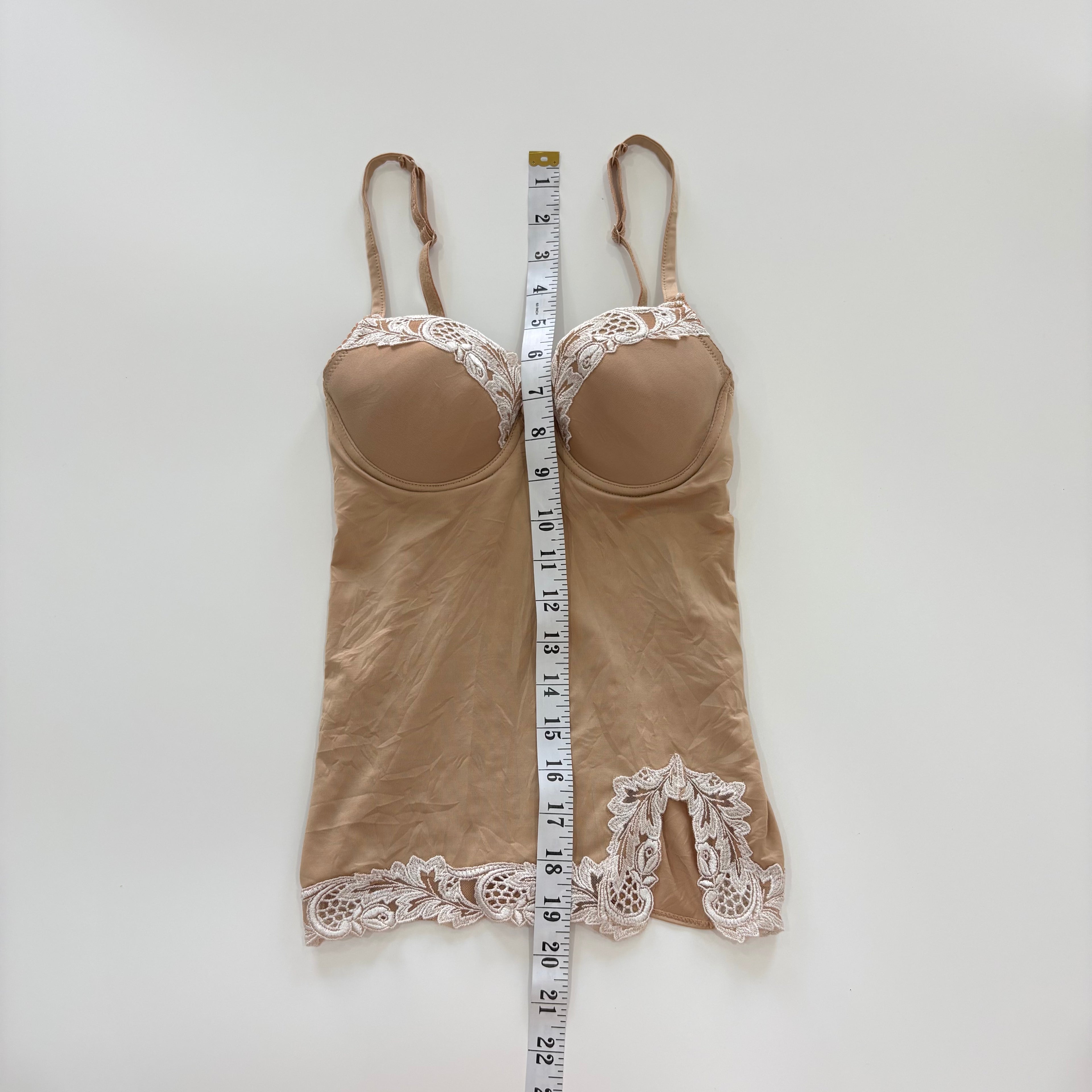 Vintage Y2K Nude Lace Trim Bustier Cami Top - Size XS
