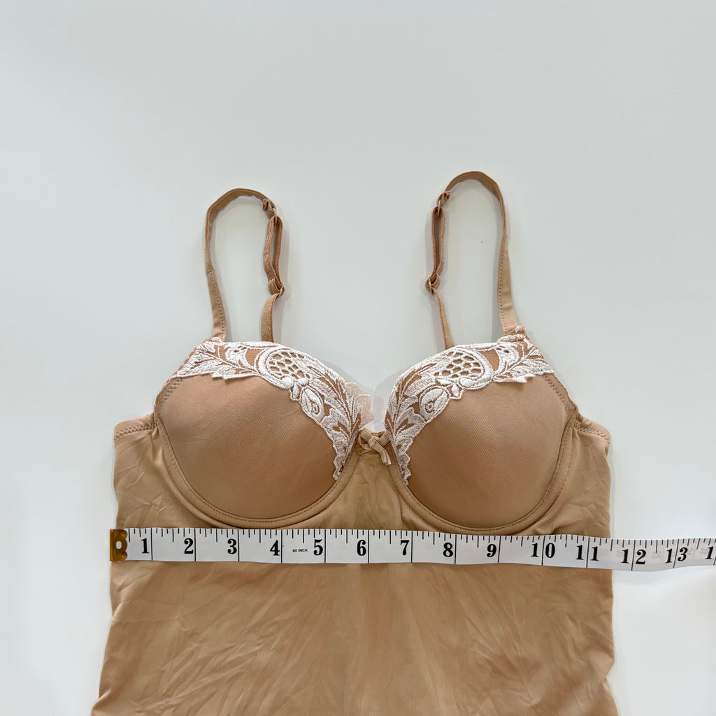Vintage Y2K Nude Lace Trim Bustier Cami Top - Size XS