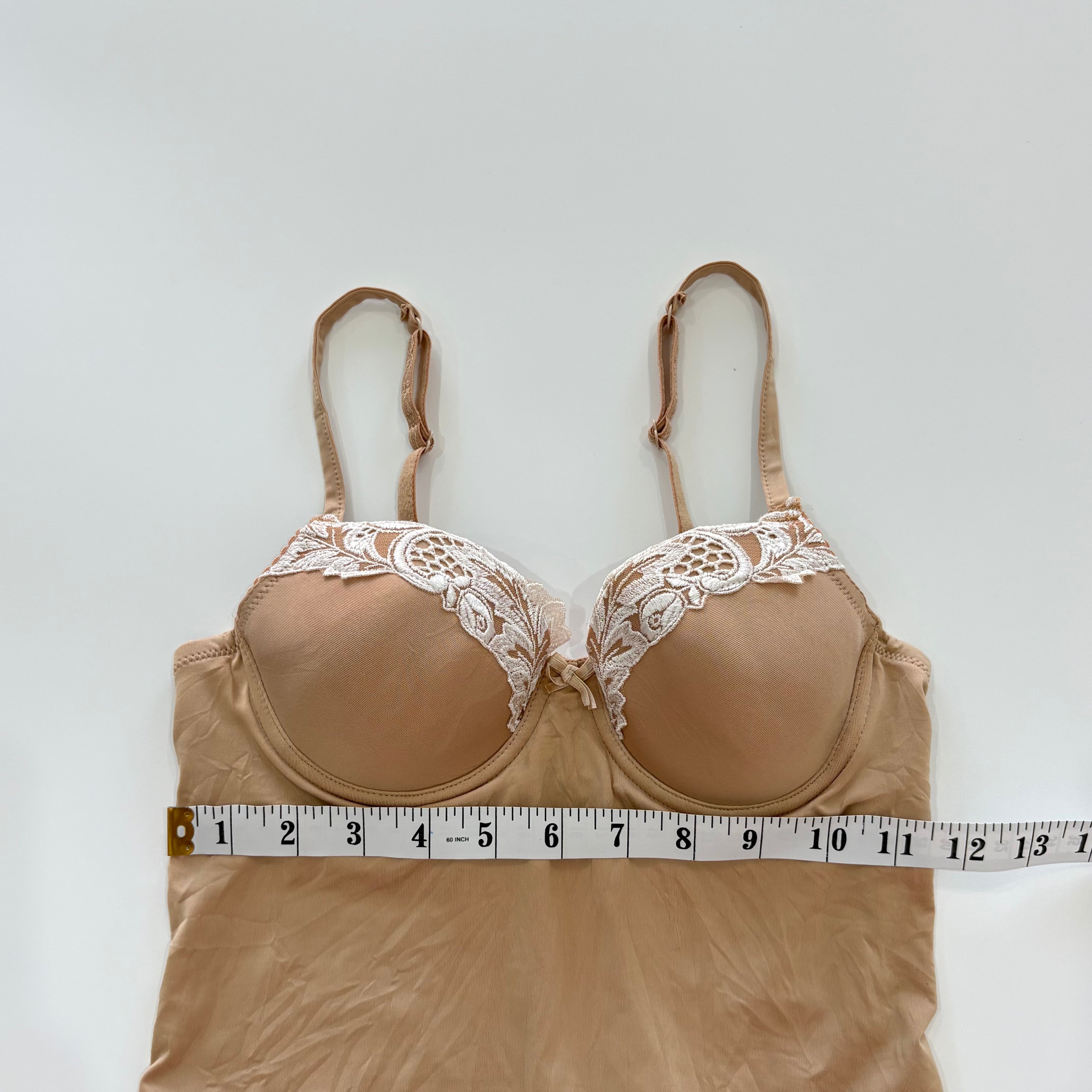 Vintage Y2K Nude Lace Trim Bustier Cami Top - Size XS