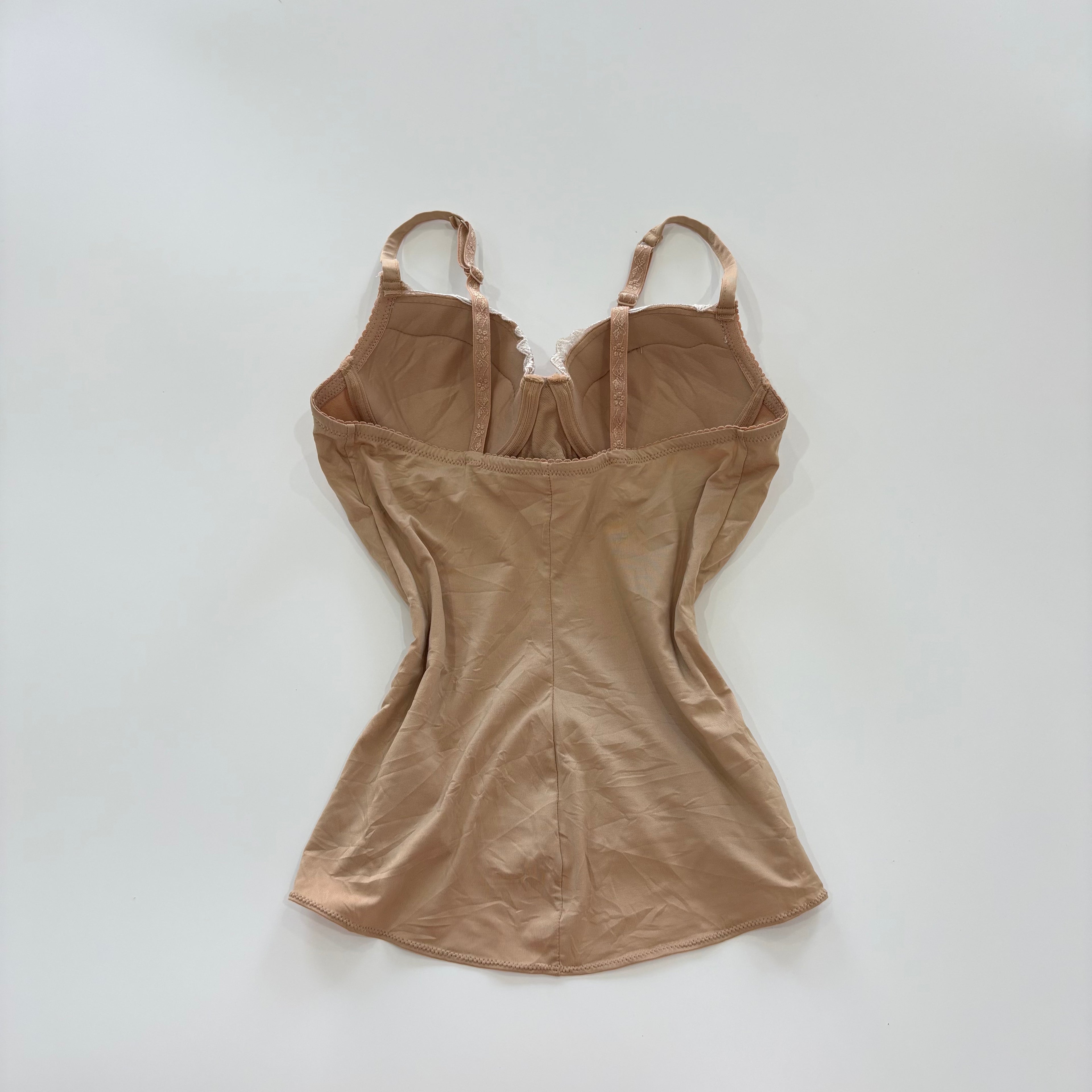 Vintage Y2K Nude Lace Trim Bustier Cami Top - Size XS