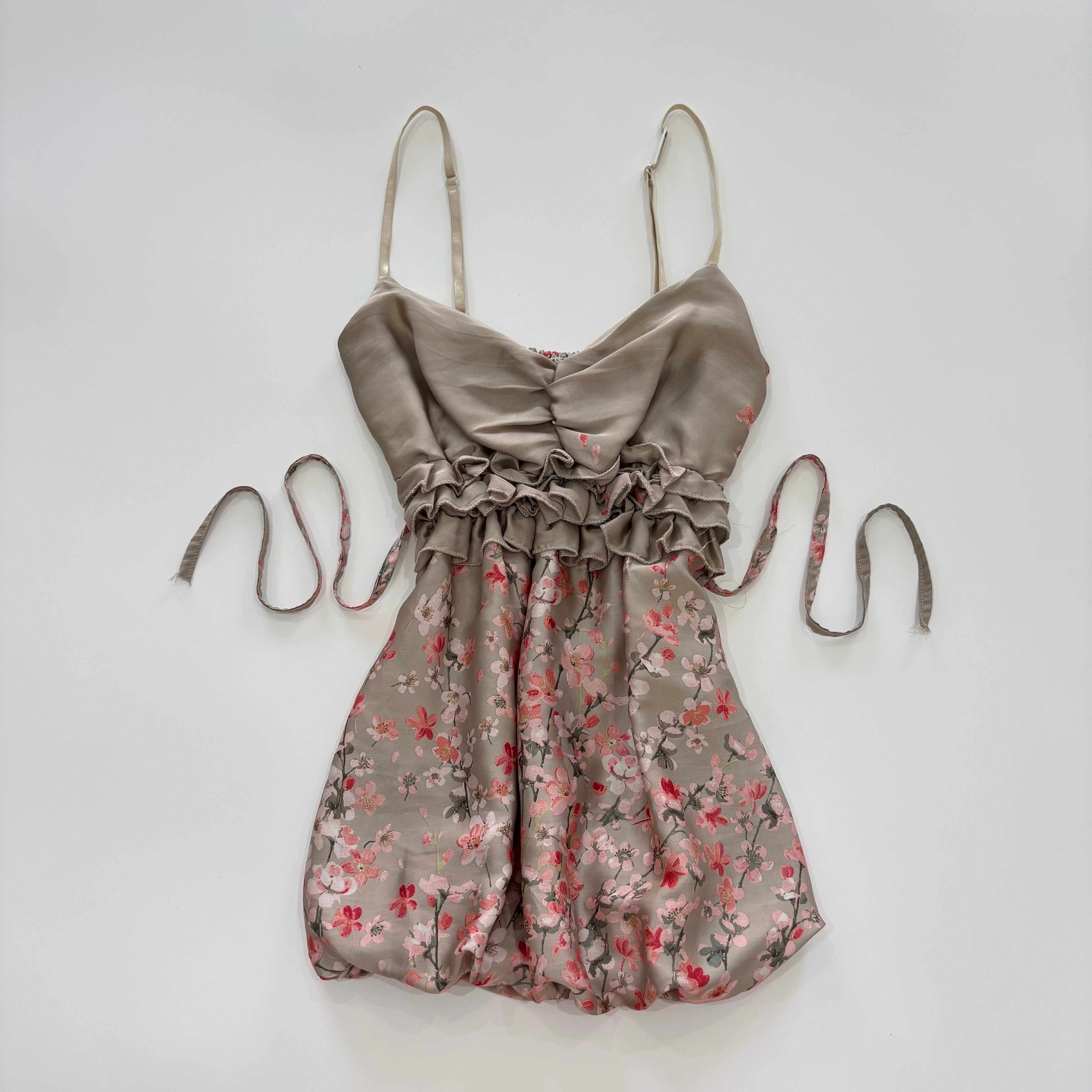 Vintage Y2K Floral Satin Tie Back Cami Top - Size S