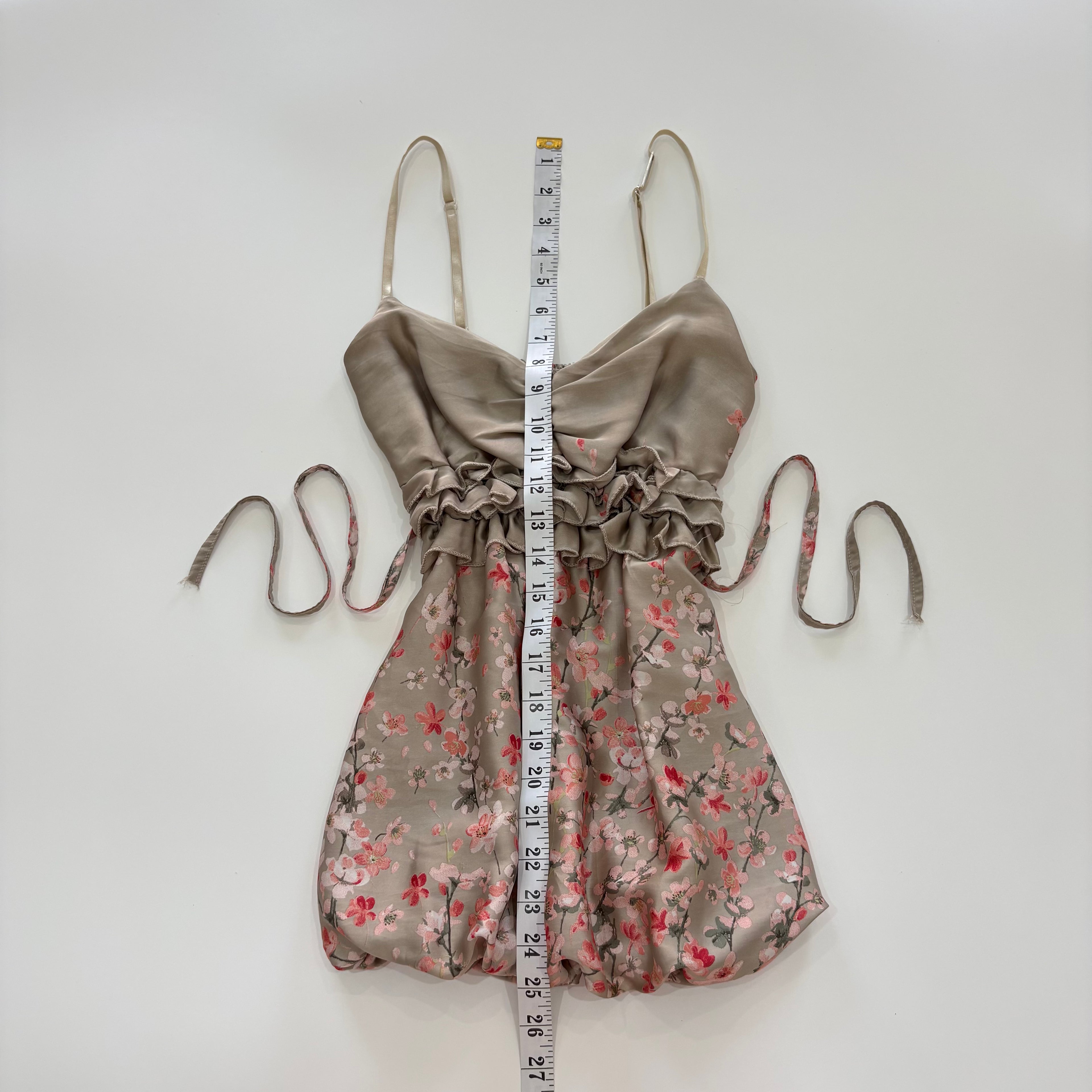 Vintage Y2K Floral Satin Tie Back Cami Top - Size S
