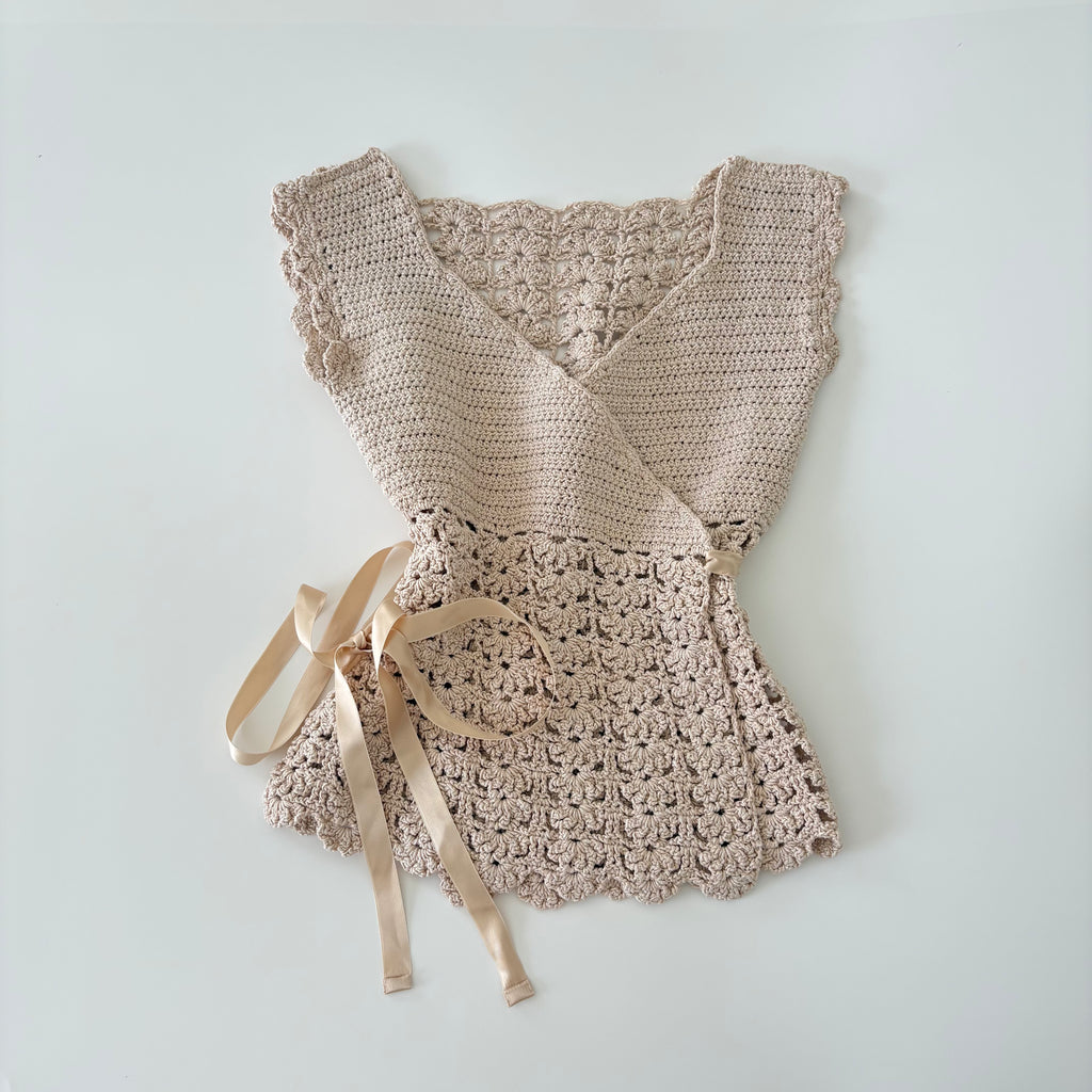 Vintage Y2K Crochet Wrap Tie Top - Size S