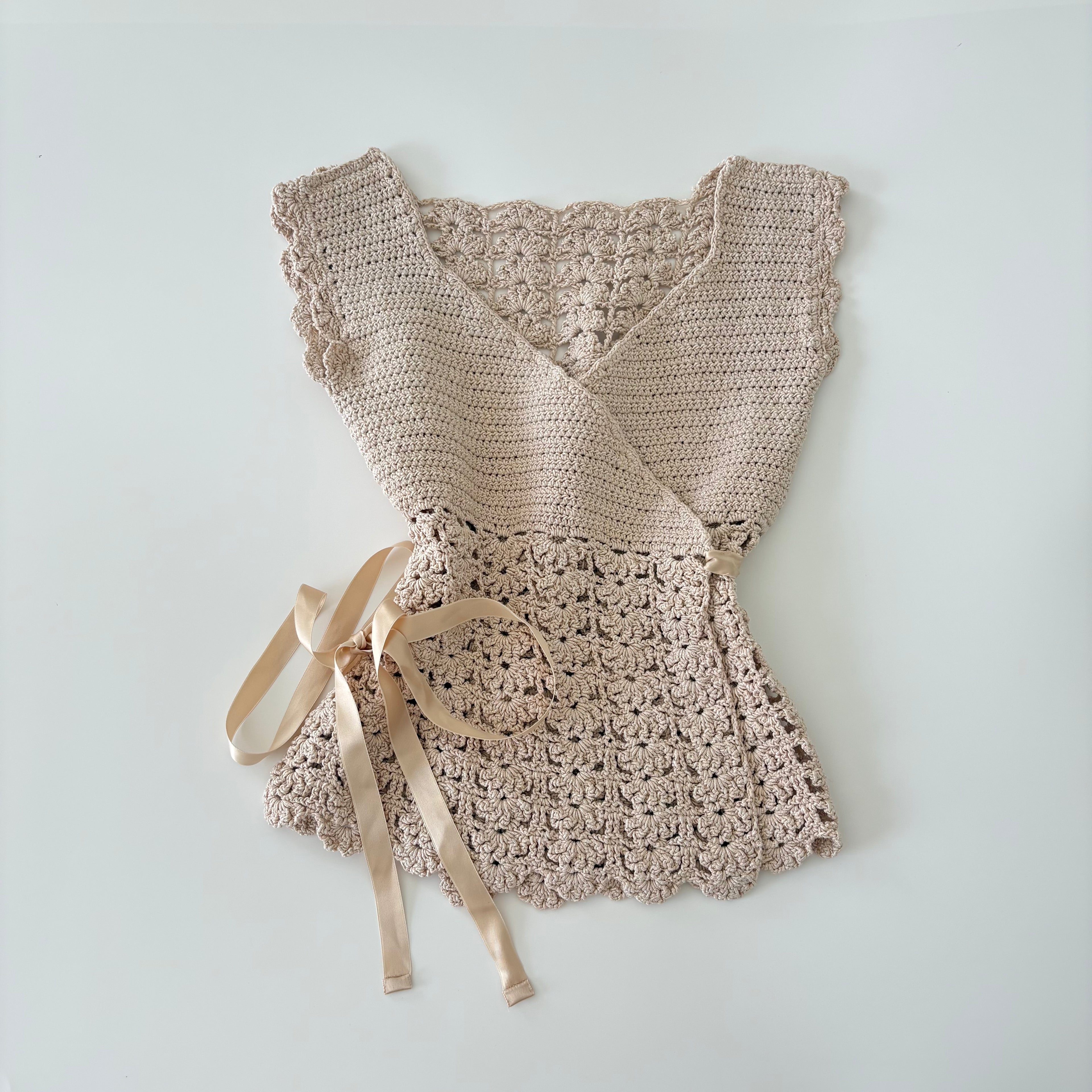 Vintage Y2K Crochet Wrap Tie Top - Size S