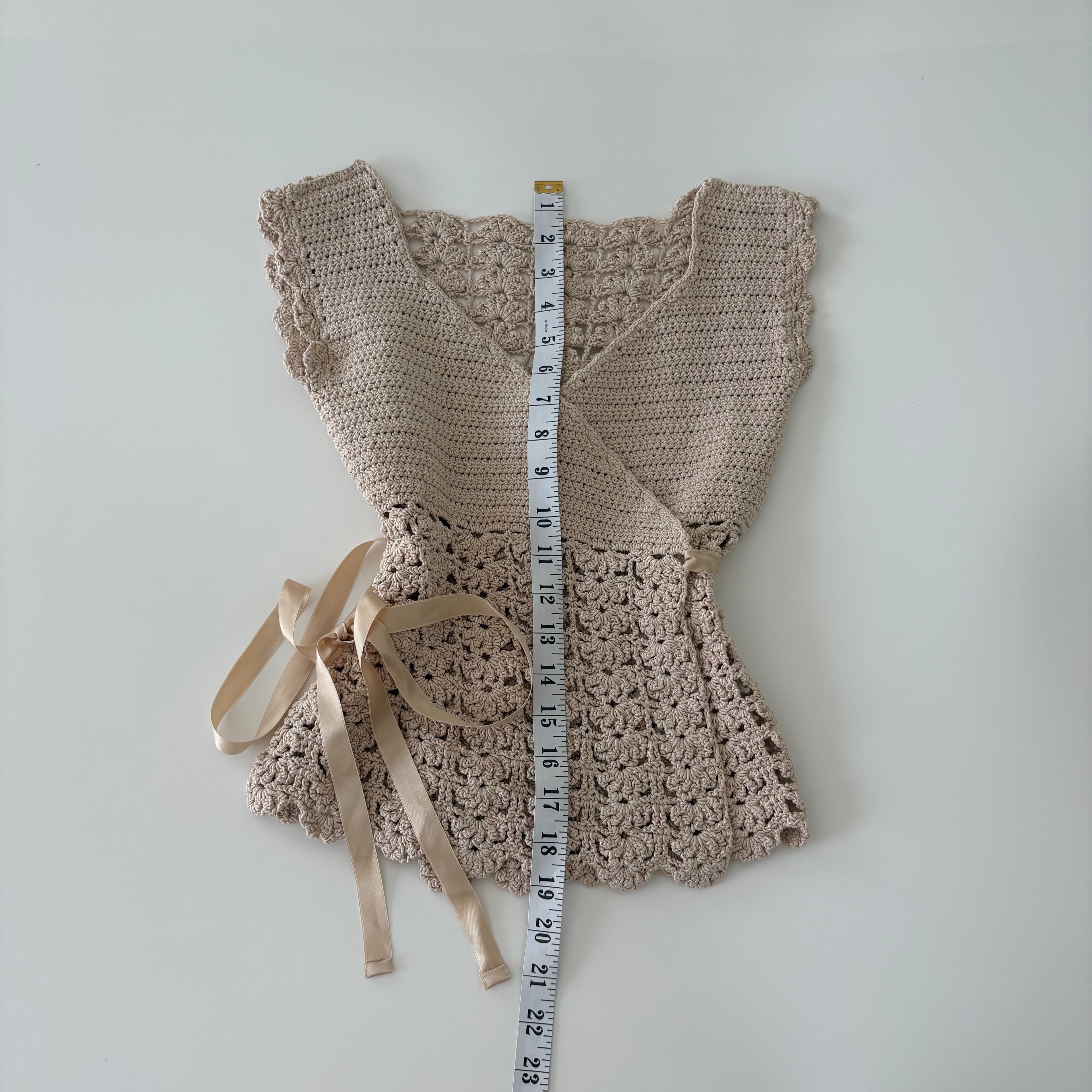 Vintage Y2K Crochet Wrap Tie Top - Size S